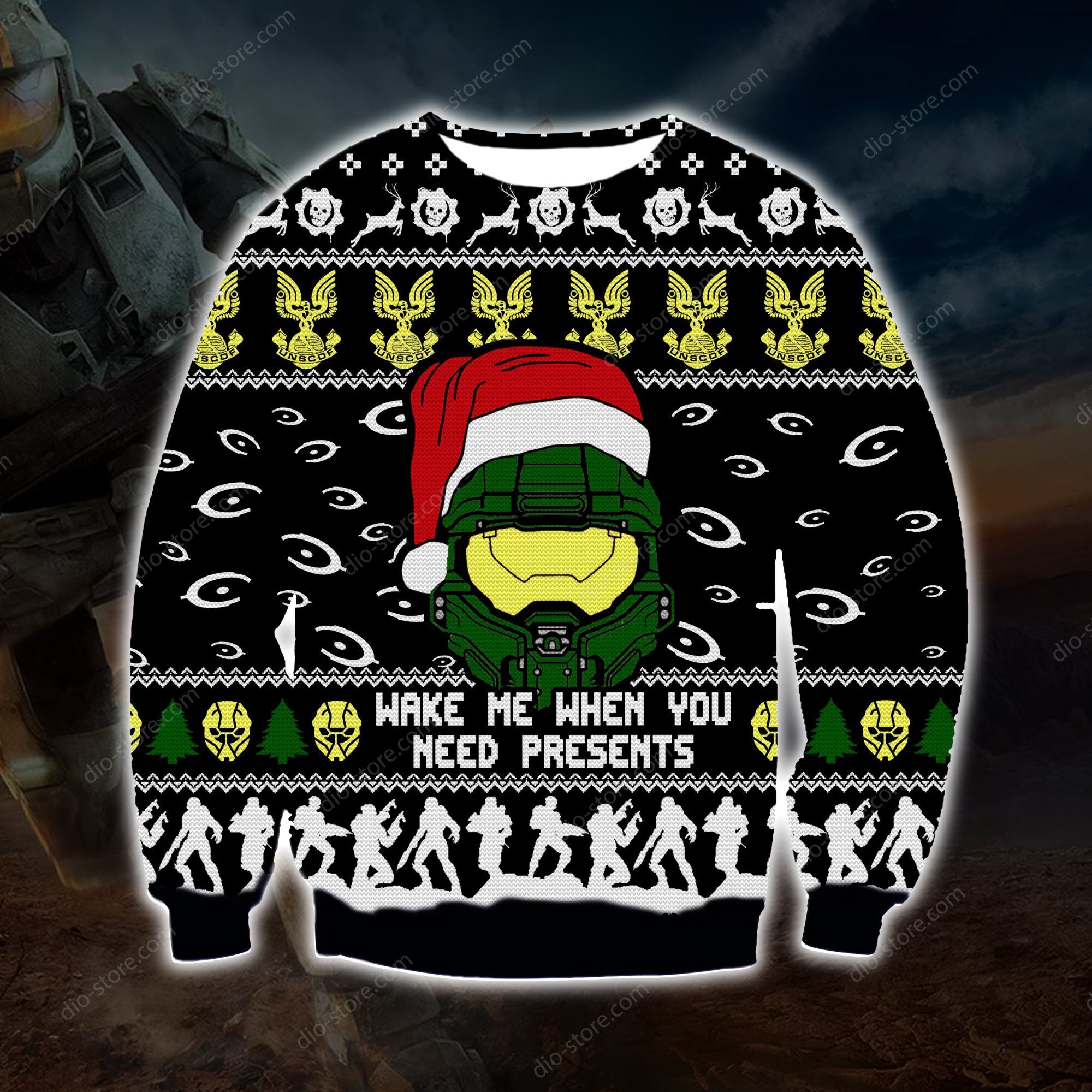 Halo Knitting Pattern 3D Print Ugly Christmas Sweater Hoodie All Over Printed Cint10596