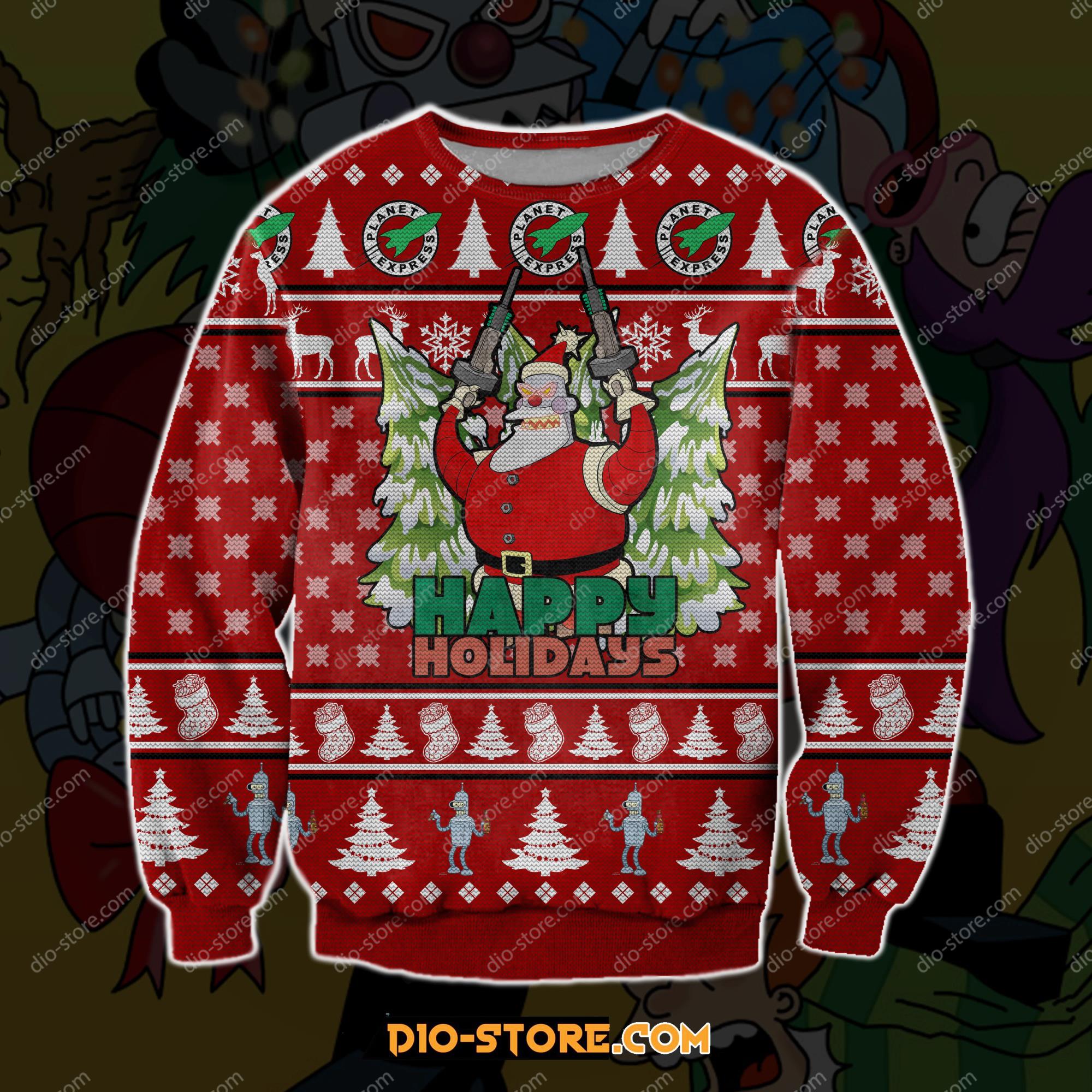 Happy Holidays 3D Print Ugly Christmas Sweatshirt Hoodie All Over Printed Cint10109