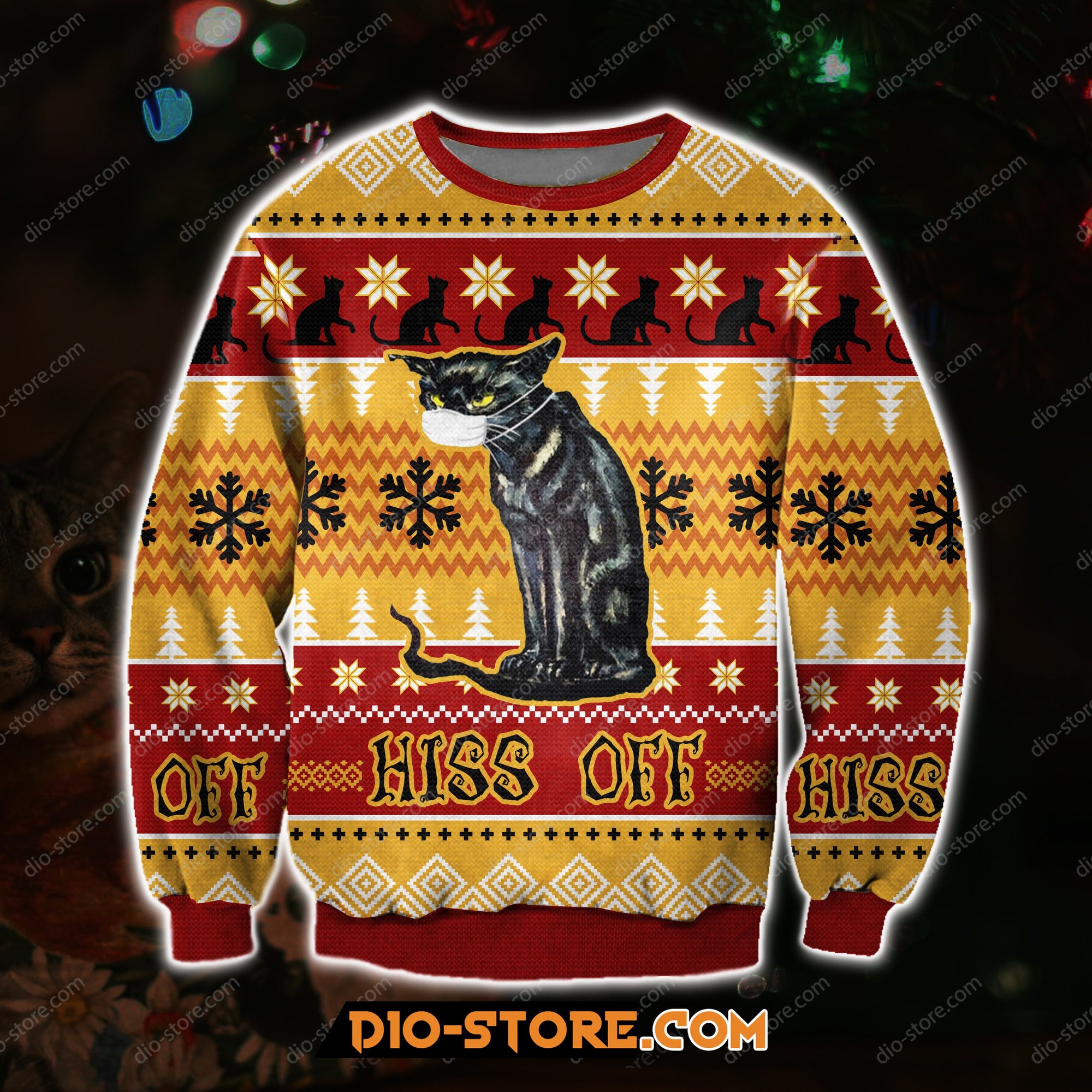 Hiss Off Cat 3D All Over Print Ugly Christmas Sweater Hoodie All Over Printed Cint10207