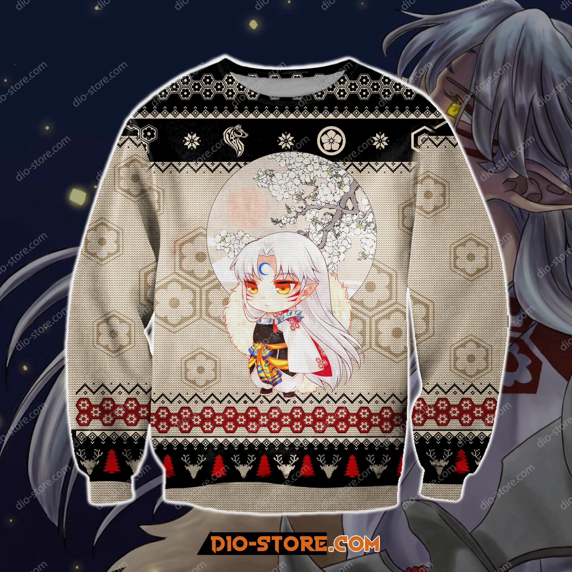 Inuyasha Manga 3D Knitting Pattern Print Ugly Christmas Sweater Hoodie All Over Printed Cint10201
