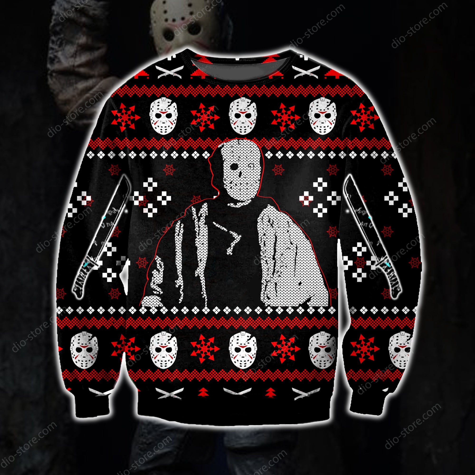 Jason Voorhees Knitting Pattern 3D Print Ugly Sweater Hoodie All Over Printed Cint10492 Jason Voorhees Knitting Pattern 3D Print Ugly Sweater Hoodie All Over Printed Cint10492