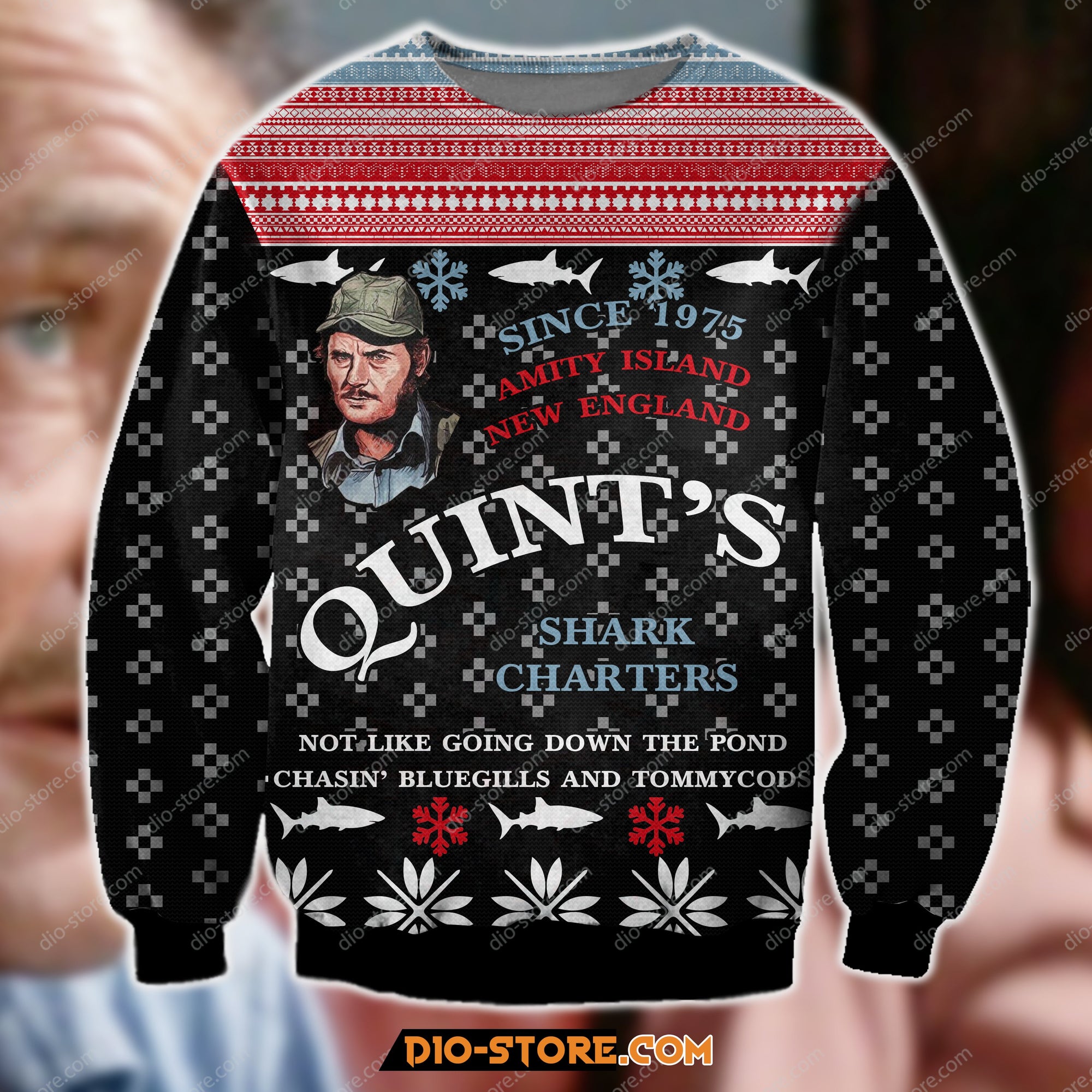 Jaws Knitting Pattern 3D Print Ugly Christmas Sweatshirt Hoodie All Over Printed Cint10032