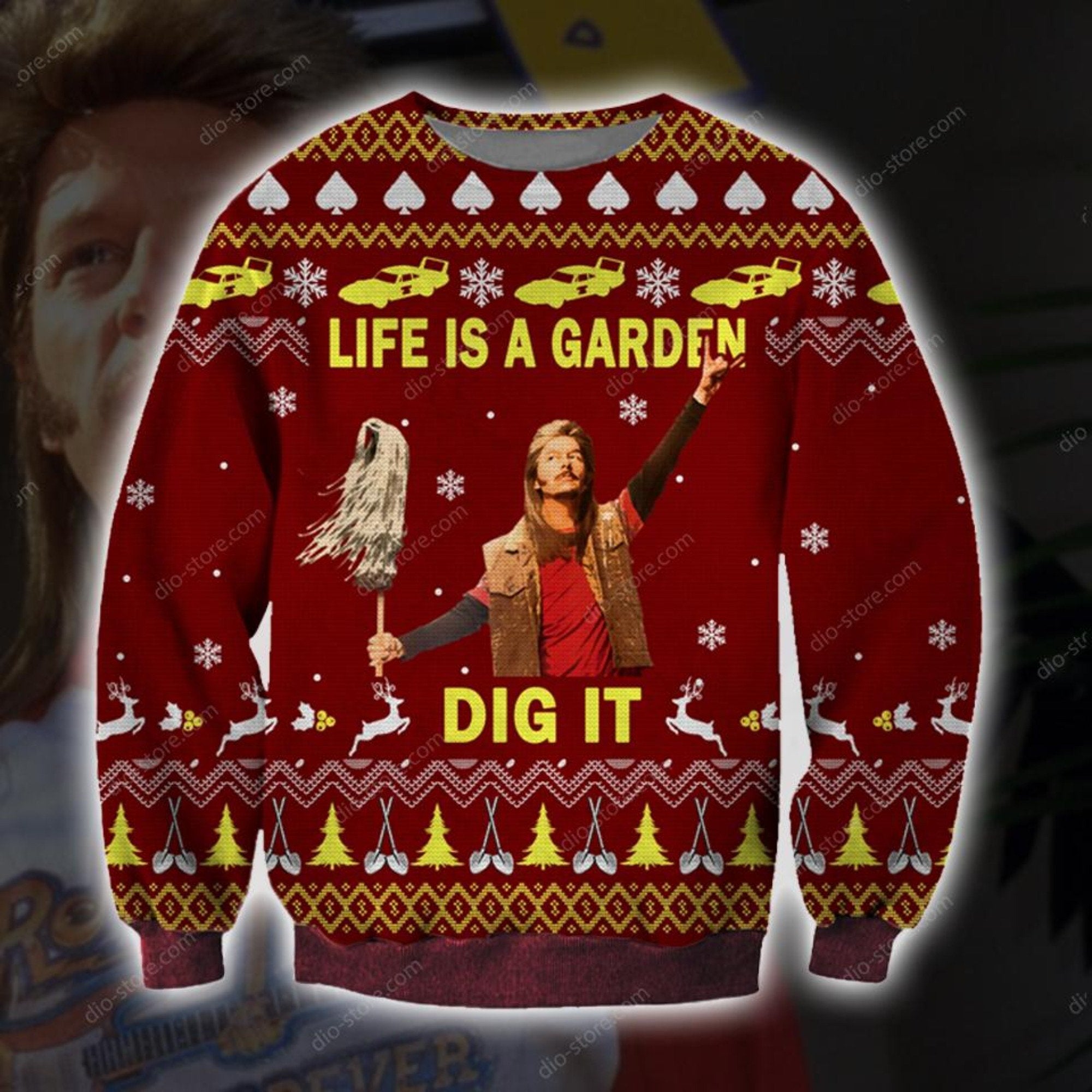 Joe Dirt Knitting Pattern 3D Print Ugly Christmas Sweater Hoodie All Over Printed Cint10663