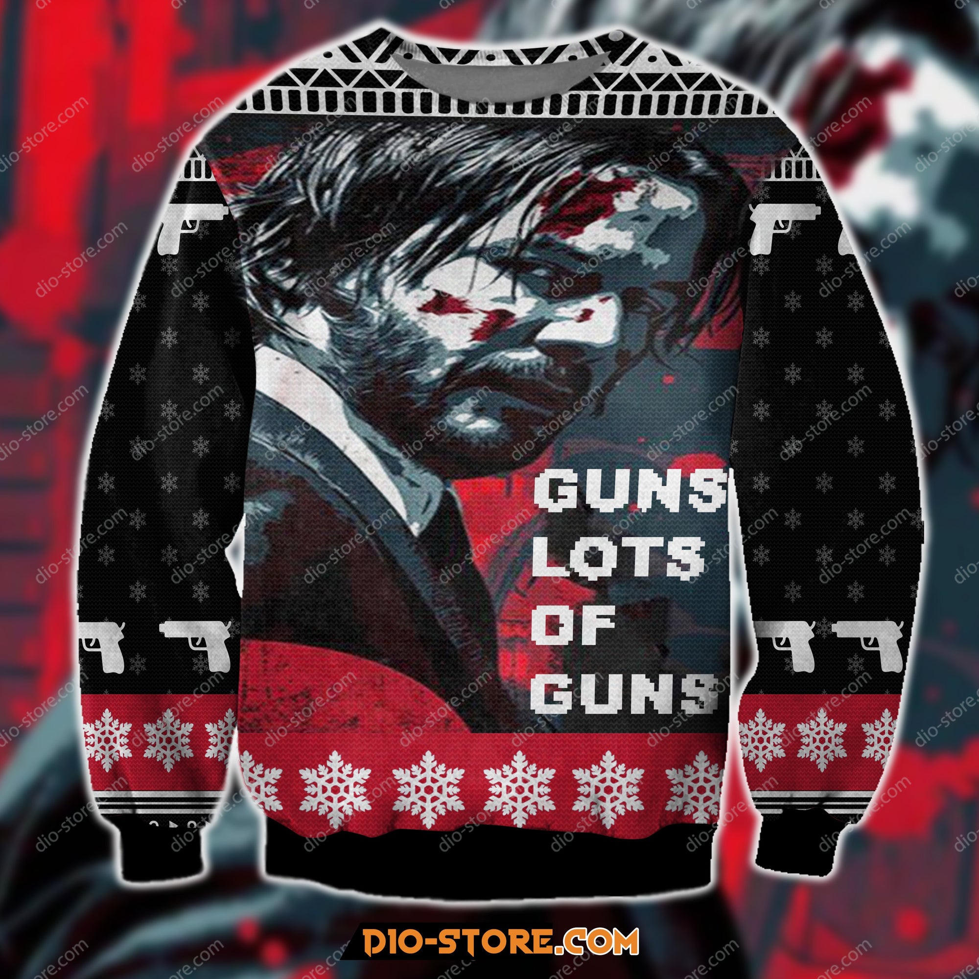 John Wick Guns Lots Of Guns 3D Print Ugly Sweater Hoodie All Over Printed Cint10082