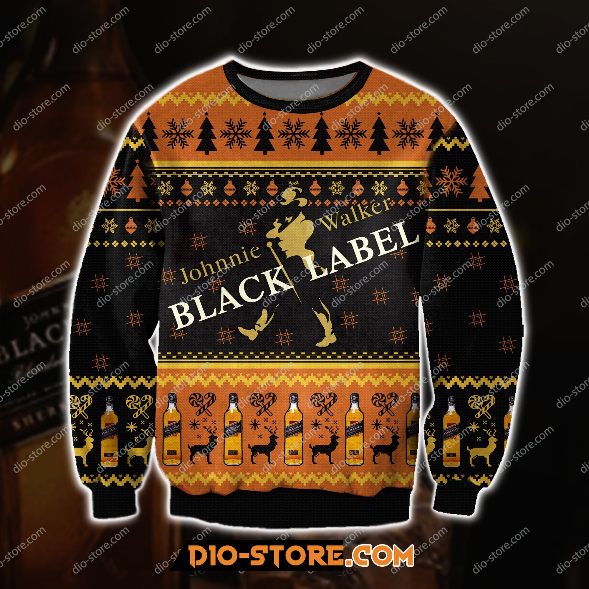 Johnnie Walker Black Label 3D All Over Print Ugly Christmas Sweater Hoodie All Over Printed Cint10344