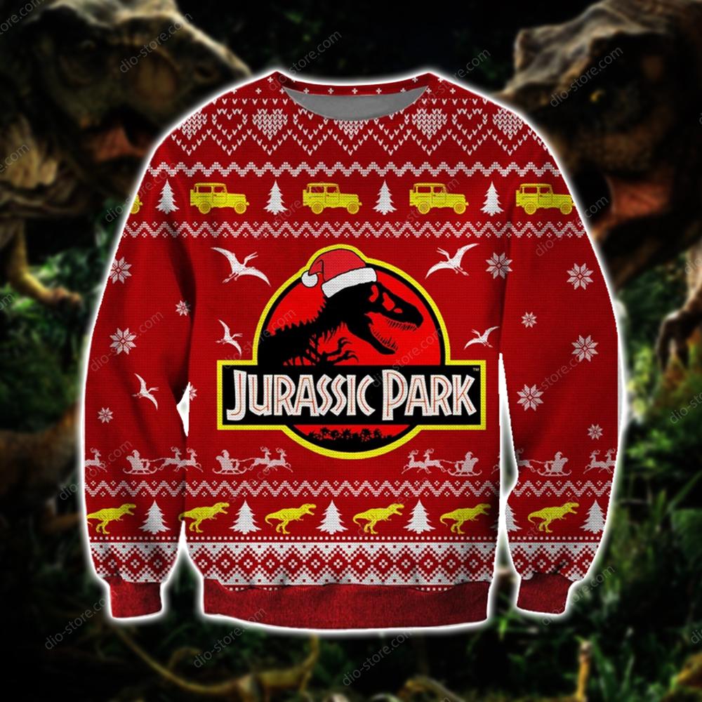 Jurassic Park Knitting Pattern 3D Print Ugly Christmas Sweater Hoodie All Over Printed Cint10660