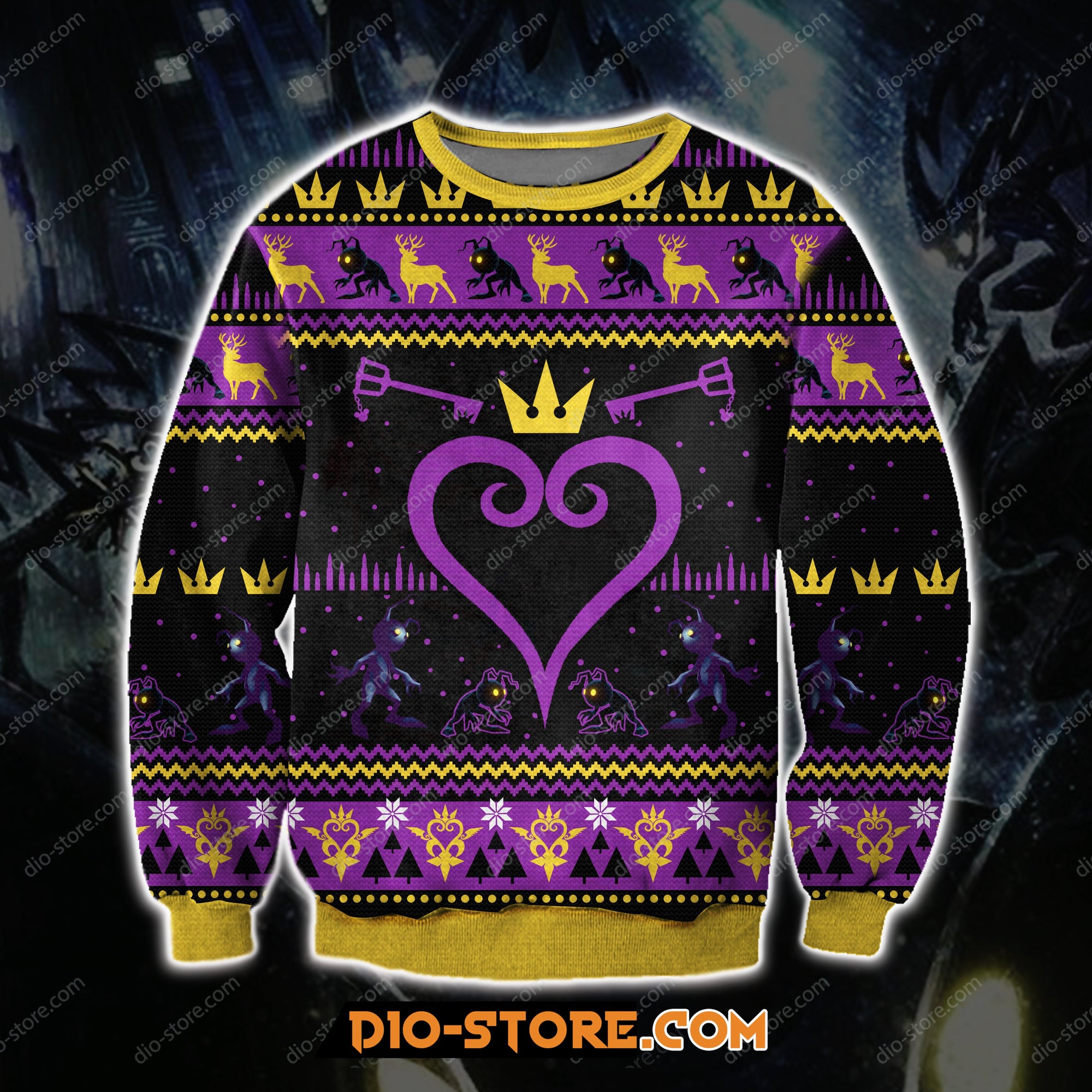 Kingdom Hearts Knitting Pattern 3D Print Ugly Sweatshirt Hoodie All Over Printed Cint10041