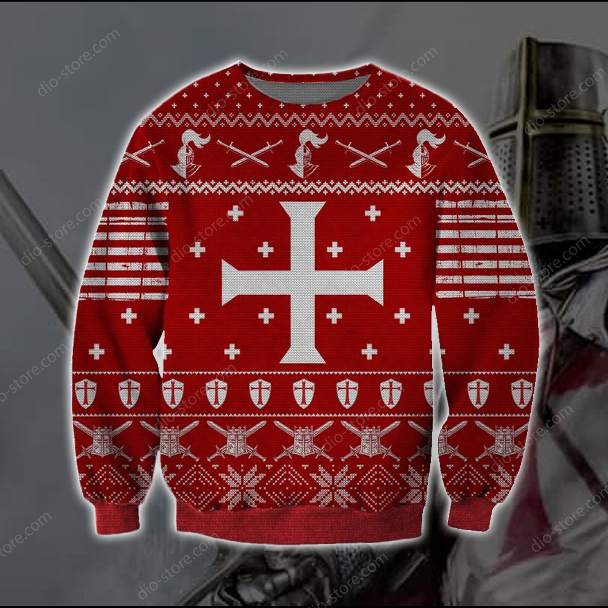 Knights Templar Knitting Pattern 3D Print Ugly Christmas Sweater Hoodie All Over Printed Cint10691