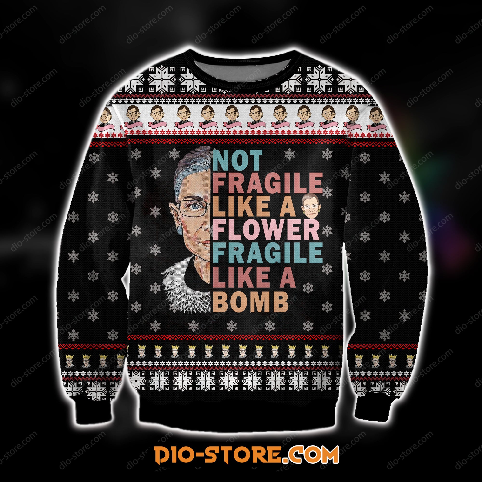 Knitting Pattern 3D All Over Print Ruth Bader Ginsburg Ugly Sweater Hoodie All Over Printed Cint10263
