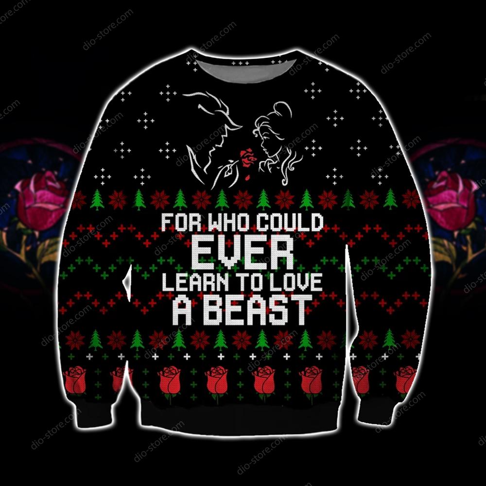 Learn To Love A Beast Knitting Pattern 3D Print Ugly Christmas Sweater Hoodie All Over Printed Cint10636