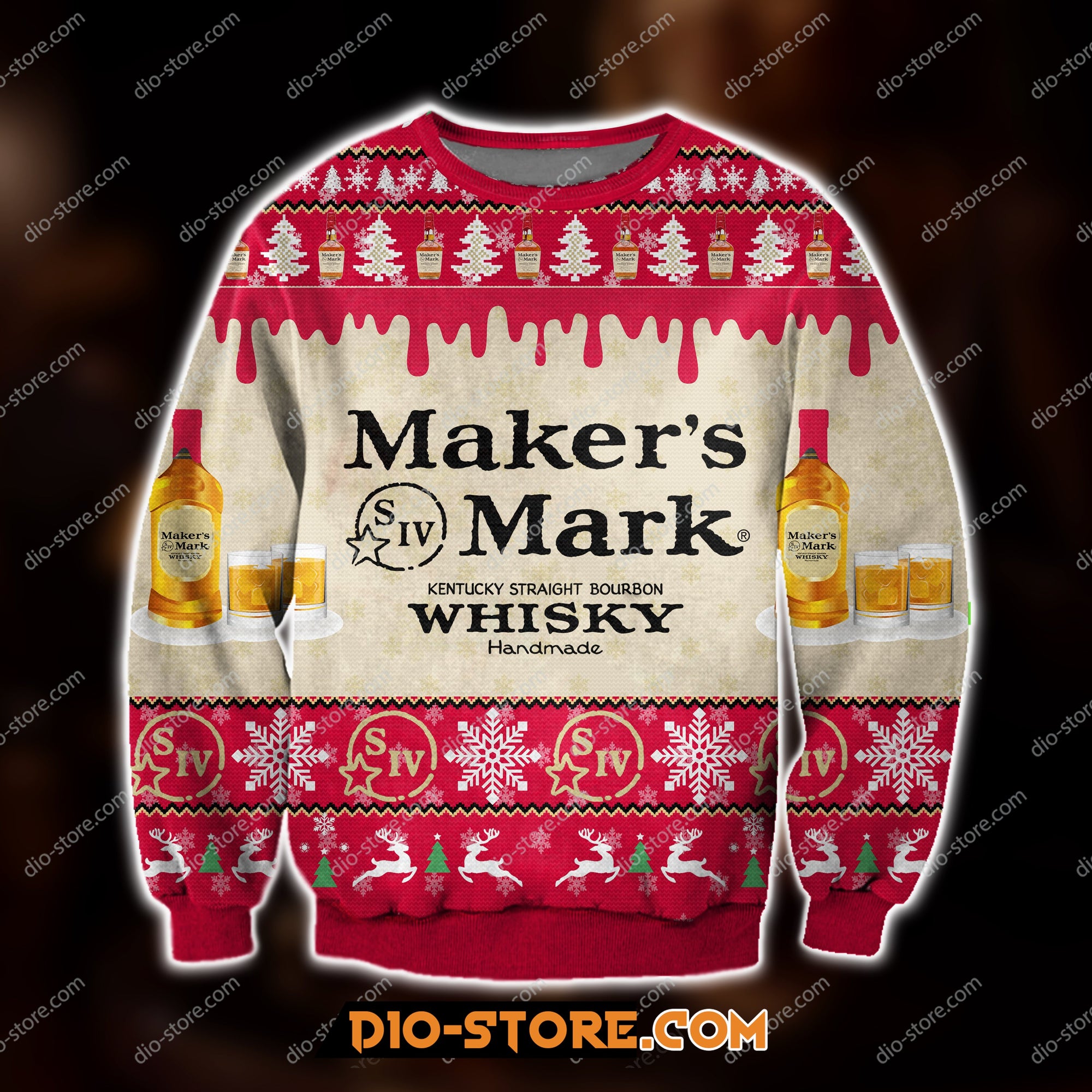 Makers Mark Whiskey Knitting Pattern 3D Print Ugly Sweatshirt Hoodie All Over Printed Cint10406