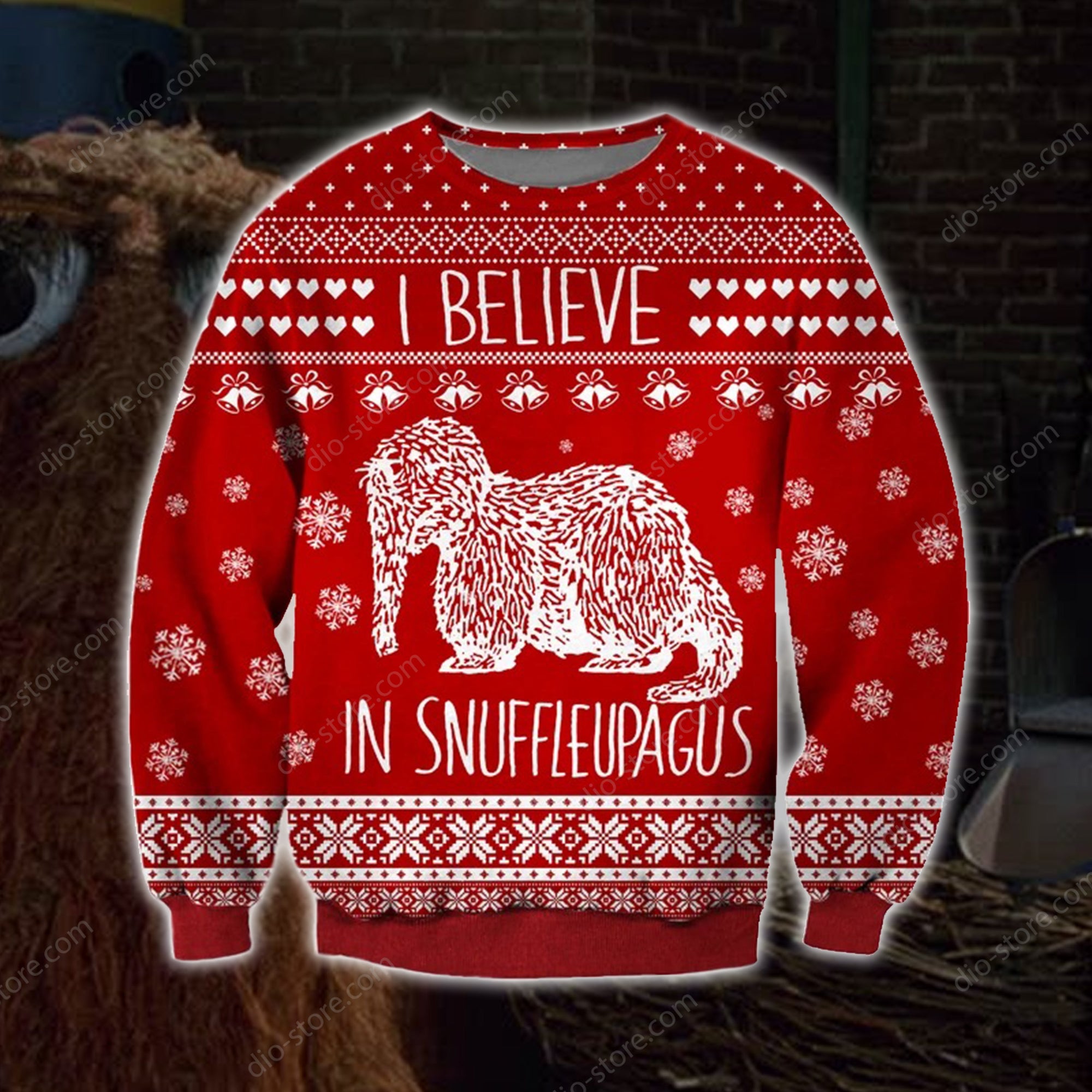 Mr Snuffleupagus Knitting Pattern 3D Print Ugly Christmas Sweater Hoodie All Over Printed Cint10710