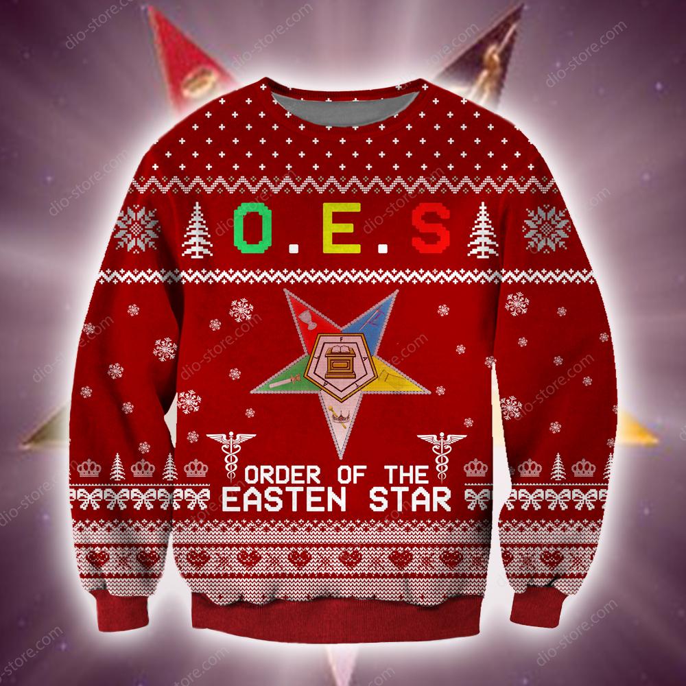 Order Of The Eastern Star Knitting Pattern 3D Print Ugly Christmas Sweater Hoodie All Over Printed Cint10573