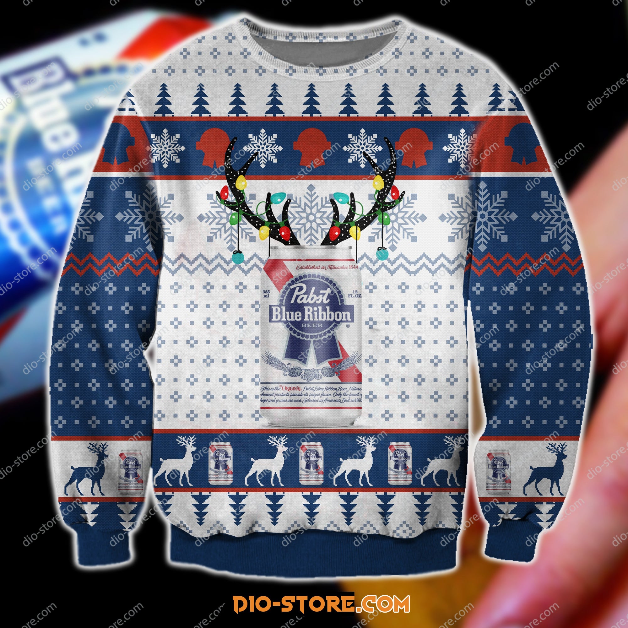 Pabst Blue Ribbon Beer 3D All Over Print Ugly Christmas Sweatshirt 1 Hoodie All Over Printed Cint10283