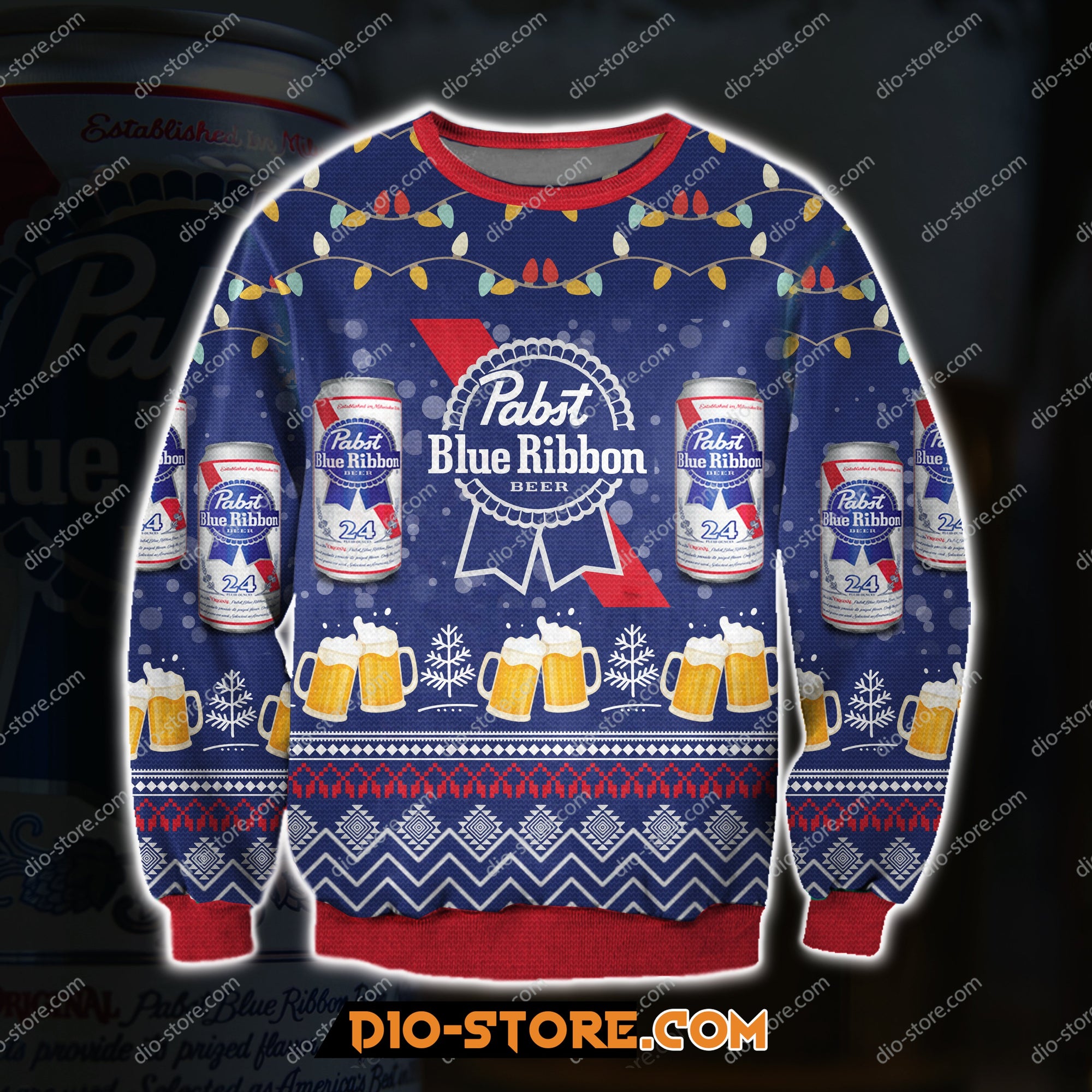 Pabst Blue Ribbon Beer 3D All Over Print Ugly Christmas Sweatshirt Hoodie All Over Printed Cint10336