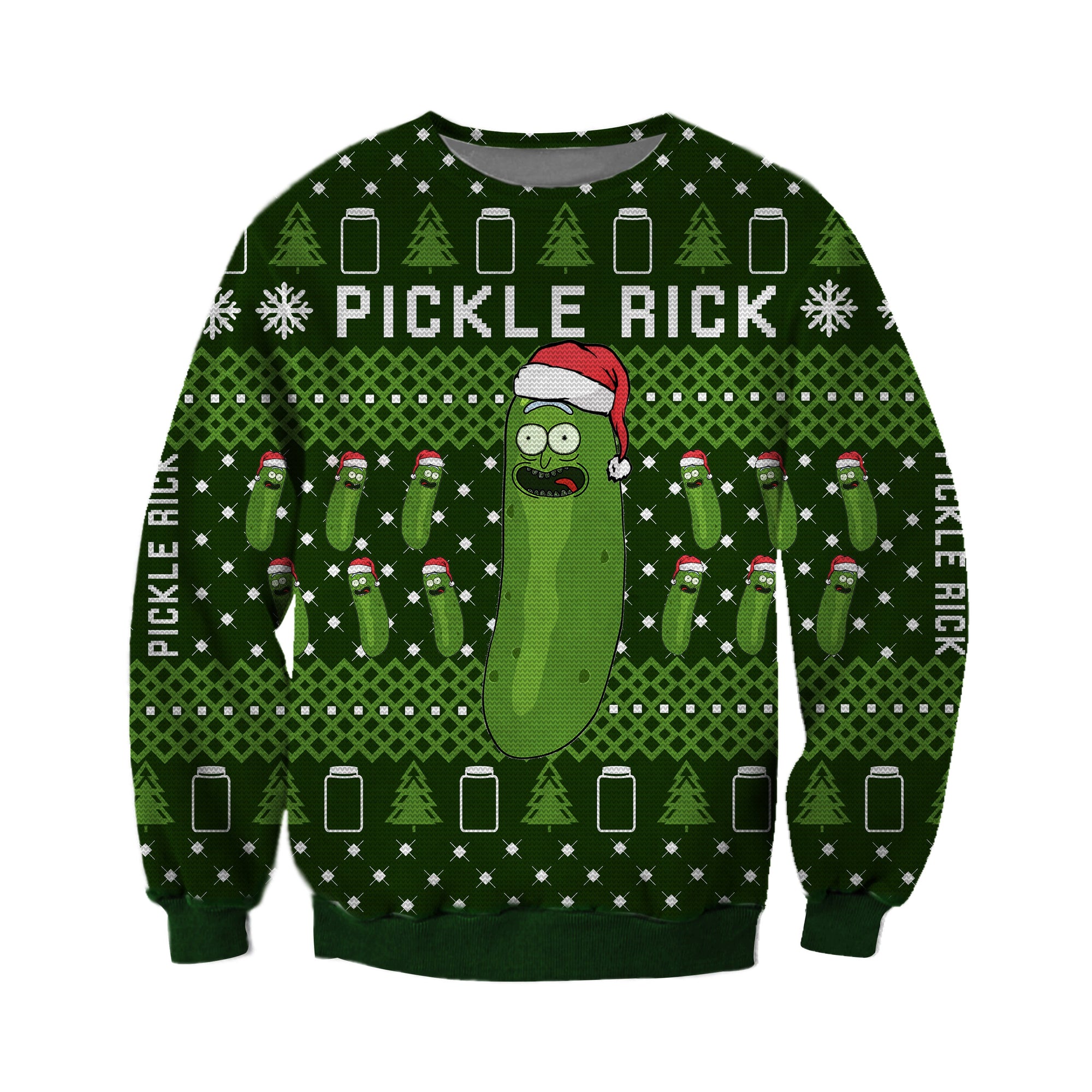 Pickle Rick Knitting Pattern 3D Print Ugly Christmas Sweater Hoodie All Over Printed Cint10657