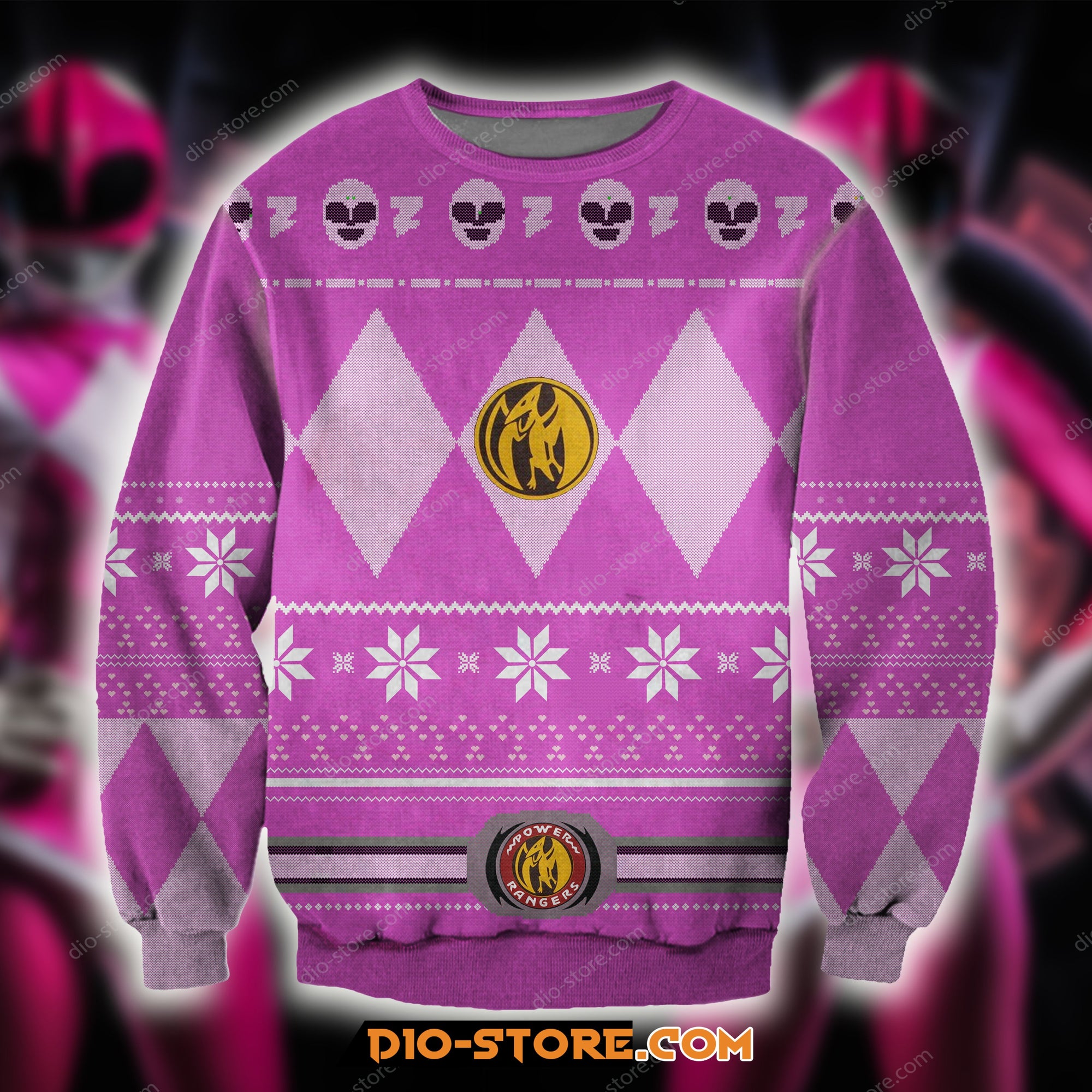 Power Rangers Knitting Pattern 3D Pink Print Ugly Sweater Hoodie All Over Printed Cint10449