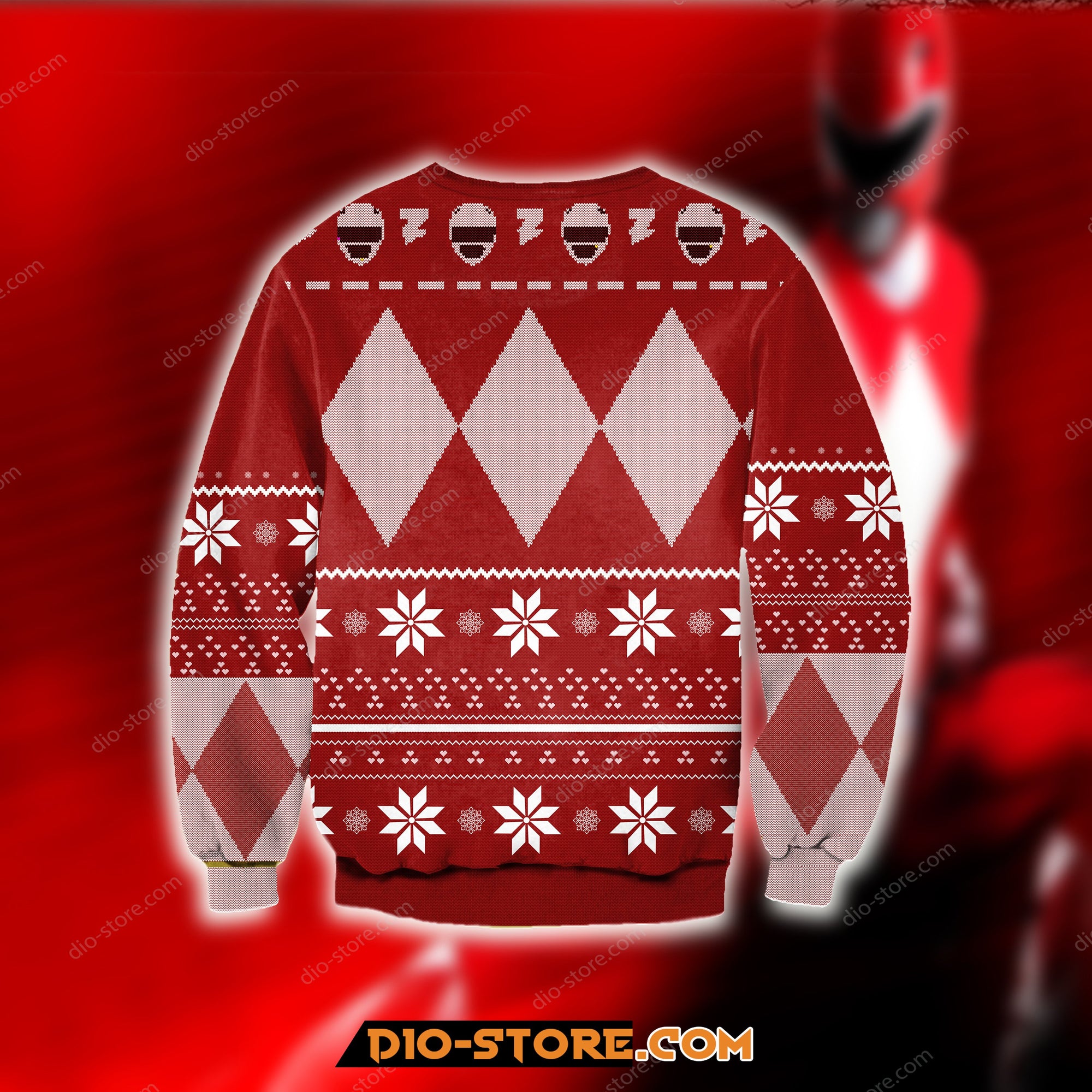 Power Rangers Knitting Pattern 3D Print Red Ugly Sweater Hoodie All Over Printed Cint10448 1