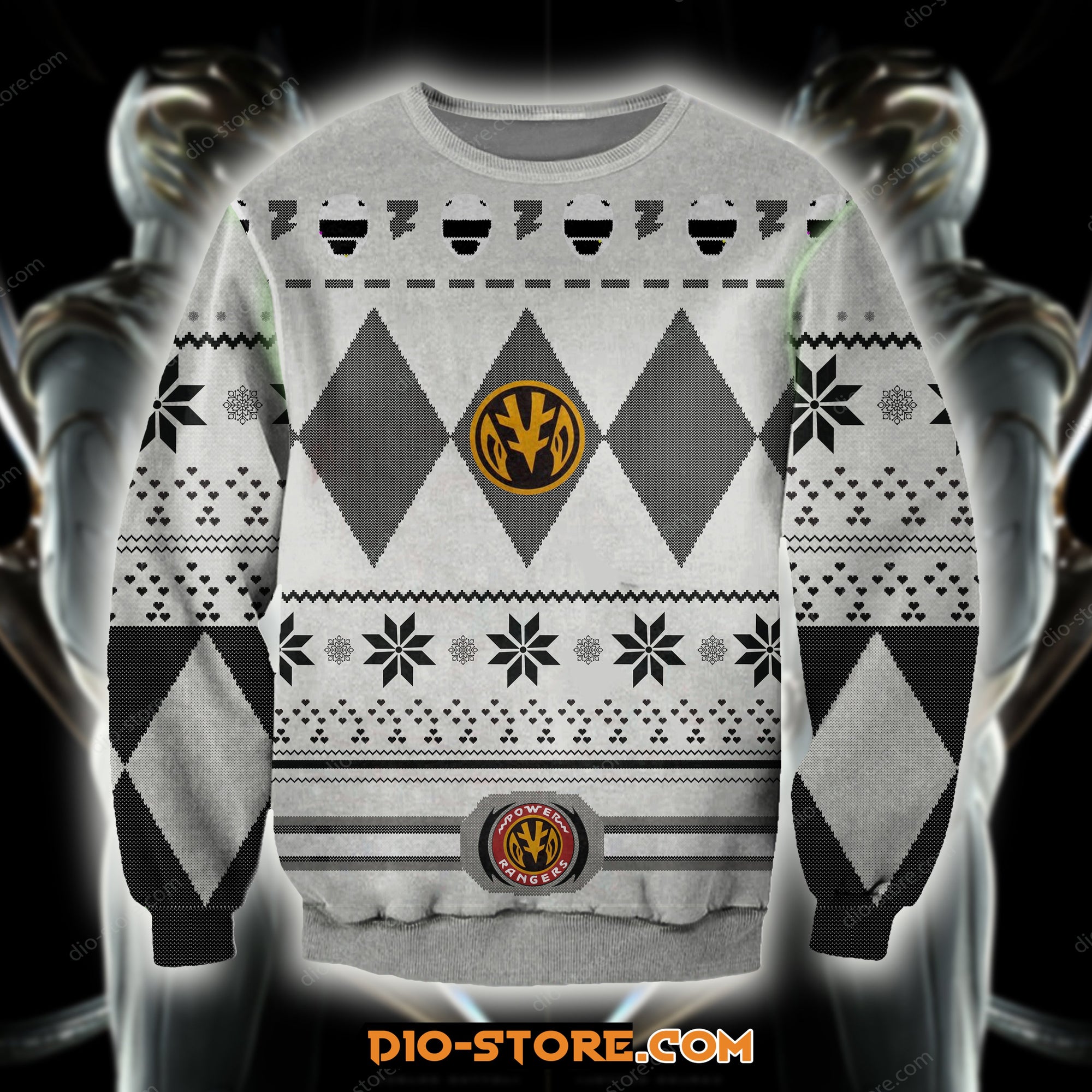 Power Rangers Knitting Pattern 3D Print White Ugly Sweater Hoodie All Over Printed Cint10447
