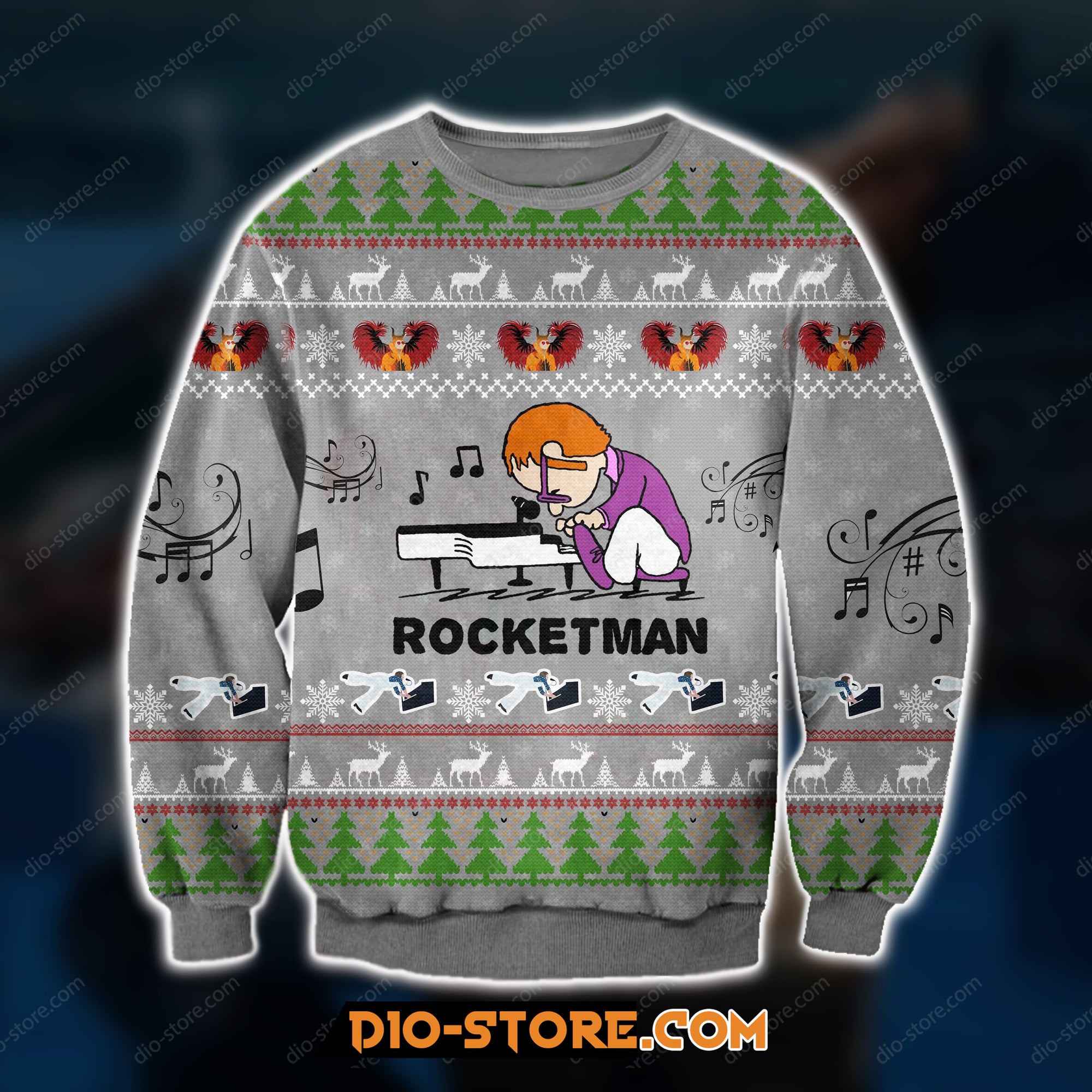 Rocket Man 3D Print Knitting Pattern Ugly Christmas Sweater Hoodie All Over Printed Cint10219