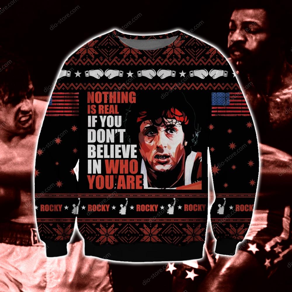 Rocky Knitting Pattern 3D Print Ugly Christmas Sweater Hoodie All Over Printed Cint10686