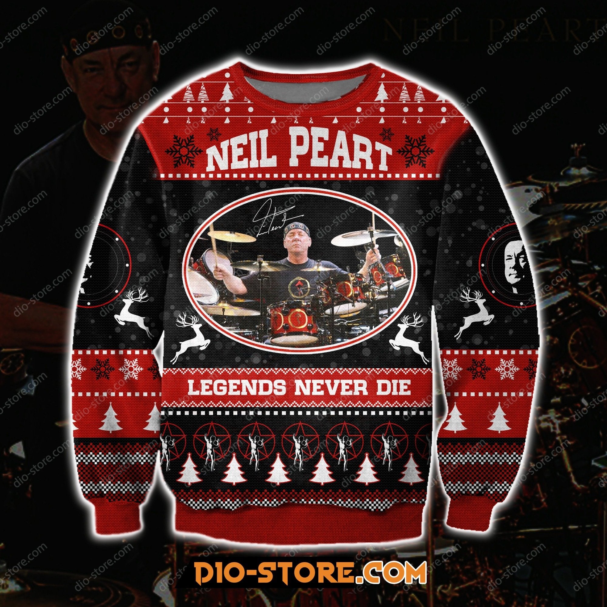 Rush Drummer Neil Peart-Legends Never Die 3D Print Ugly Sweater Hoodie All Over Printed Cint10231