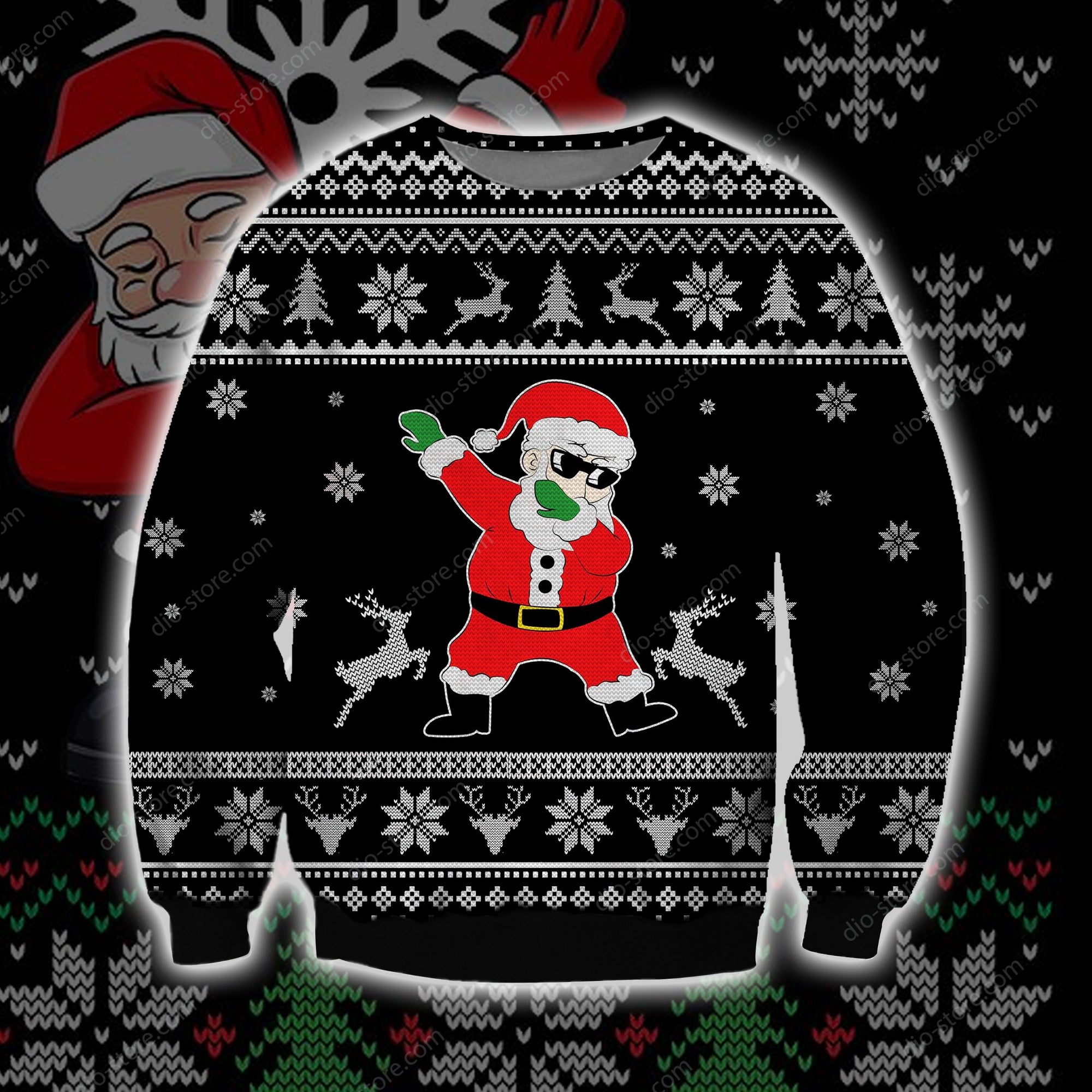 Santa Dabbing Knitting Pattern 3D Print Ugly Christmas Sweater Hoodie All Over Printed Cint10510 Santa Dabbing Knitting Pattern 3D Print Ugly Christmas Sweater Hoodie All Over Printed Cint10510