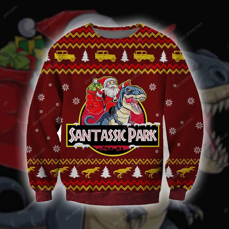 Santassic Park Knitting Pattern 3D Print Ugly Christmas Sweater Hoodie All Over Printed Cint10697 Santassic Park Knitting Pattern 3D Print Ugly Christmas Sweater Hoodie All Over Printed Cint10697