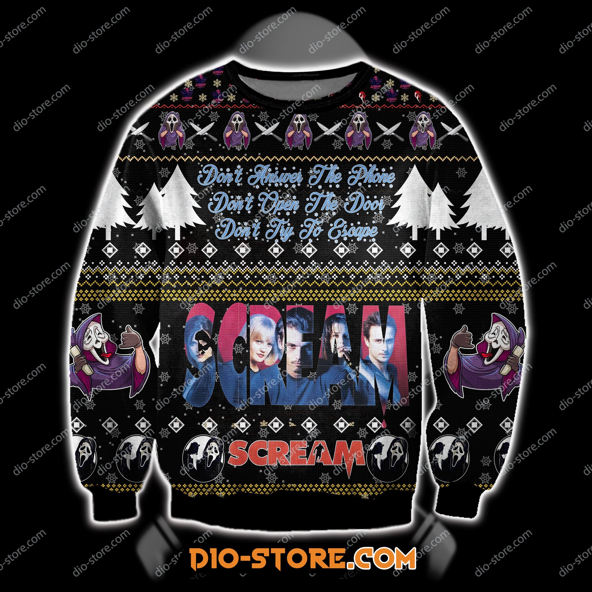 Scream 1996 3D Print Knitting Pattern Ugly Christmas Sweater Hoodie All Over Printed Cint10319