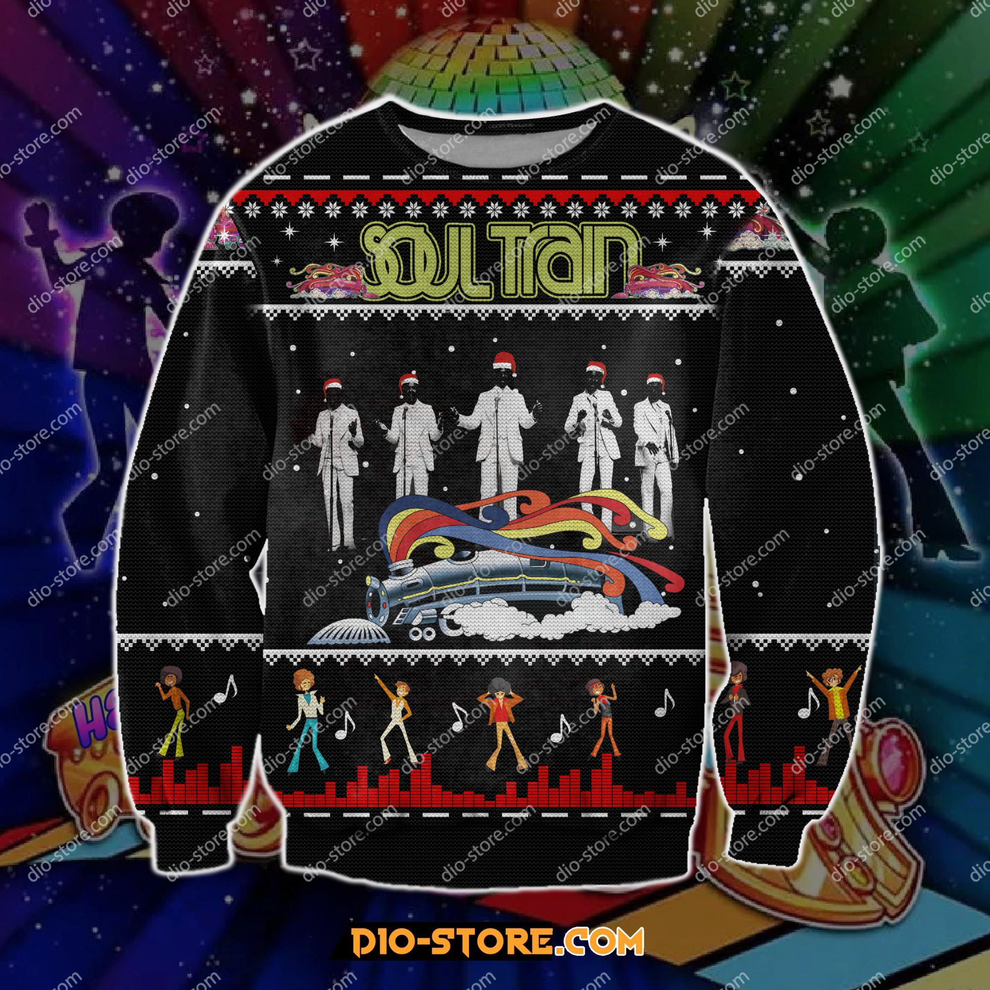 Soul Train 3D Print Knitting Pattern Ugly Christmas Sweater Hoodie All Over Printed Cint10133