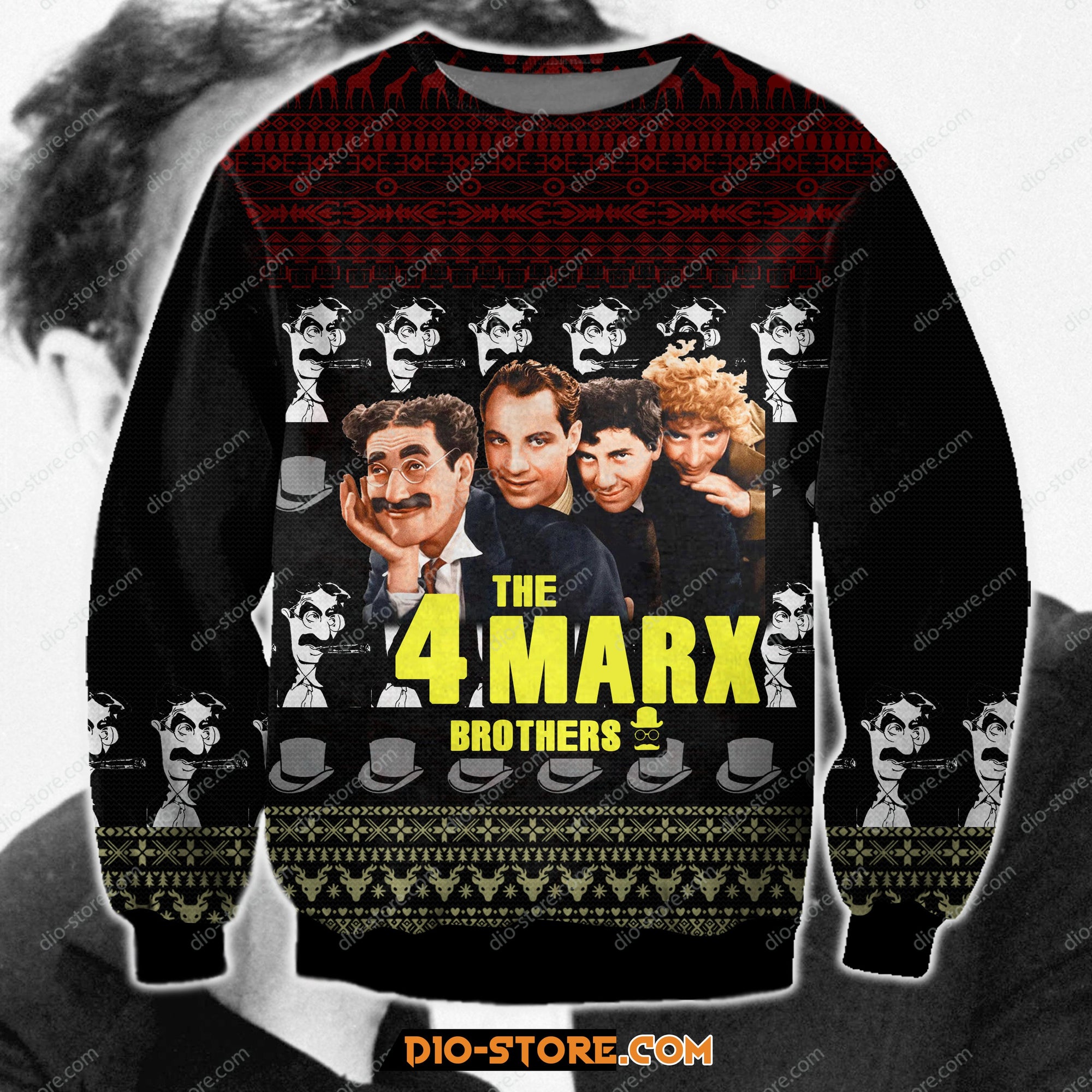 The 4 Marx Brothers 3D Print Ugly Christmas Sweater Hoodie All Over Printed Cint10021 The 4 Marx Brothers 3D Print Ugly Christmas Sweater Hoodie All Over Printed Cint10021