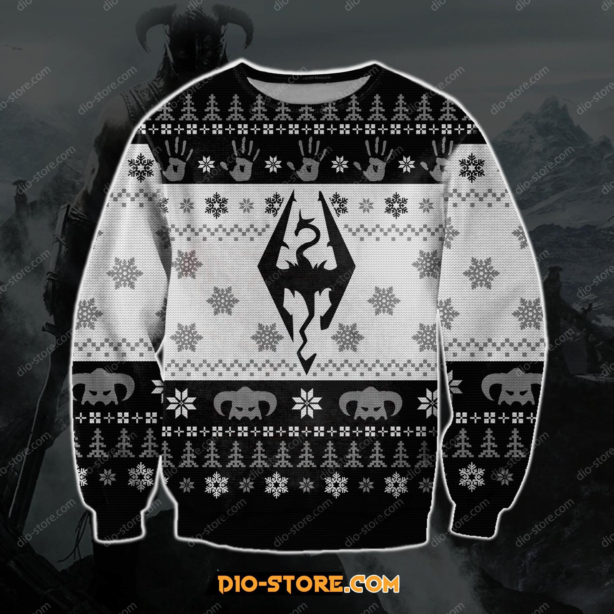 The Elder Scrolls V Skyrim 3D Print Ugly Christmas Sweater Hoodie All Over Printed Cint10066