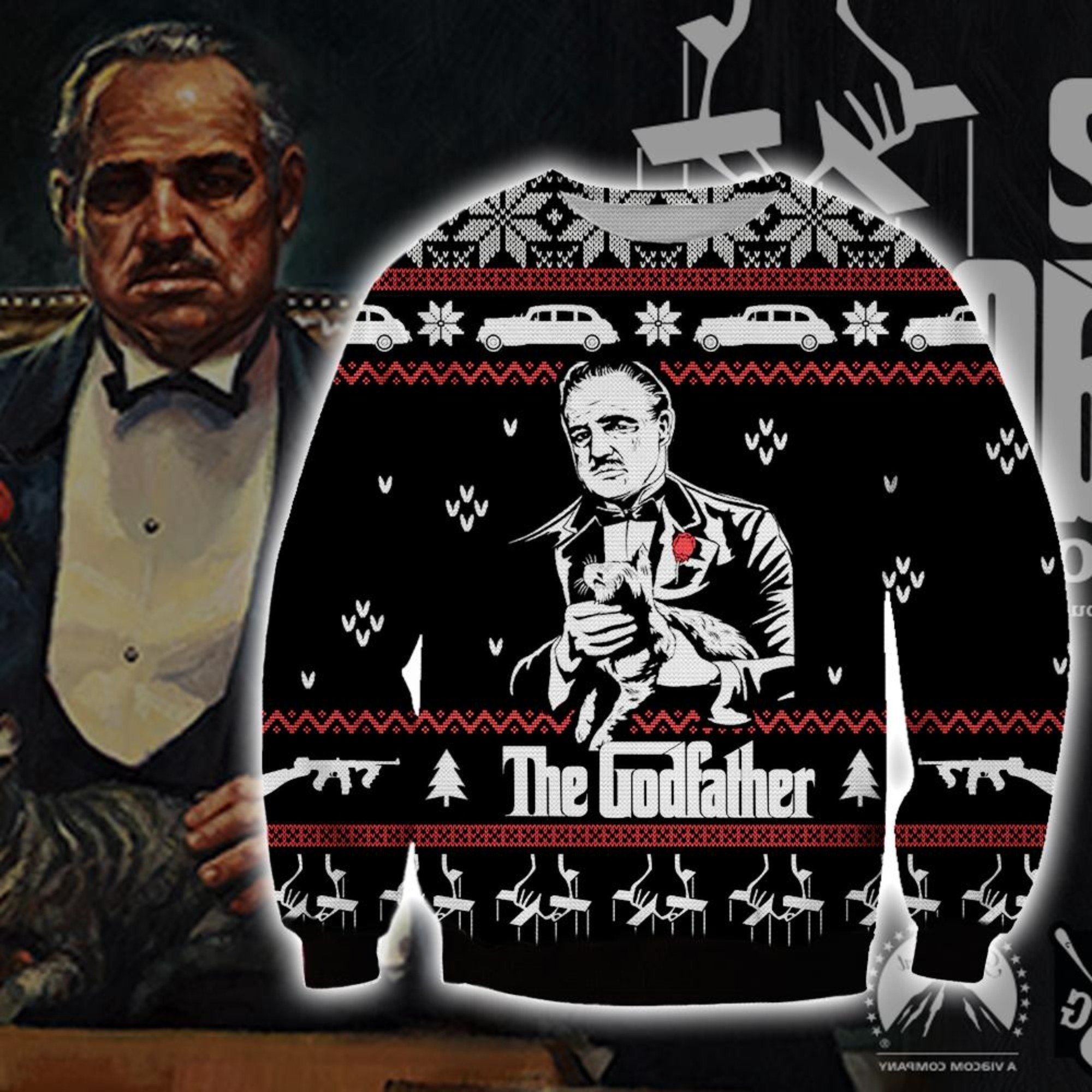 The Godfather Knitting Pattern 3D Print Ugly Christmas Sweater Hoodie All Over Printed Cint10676