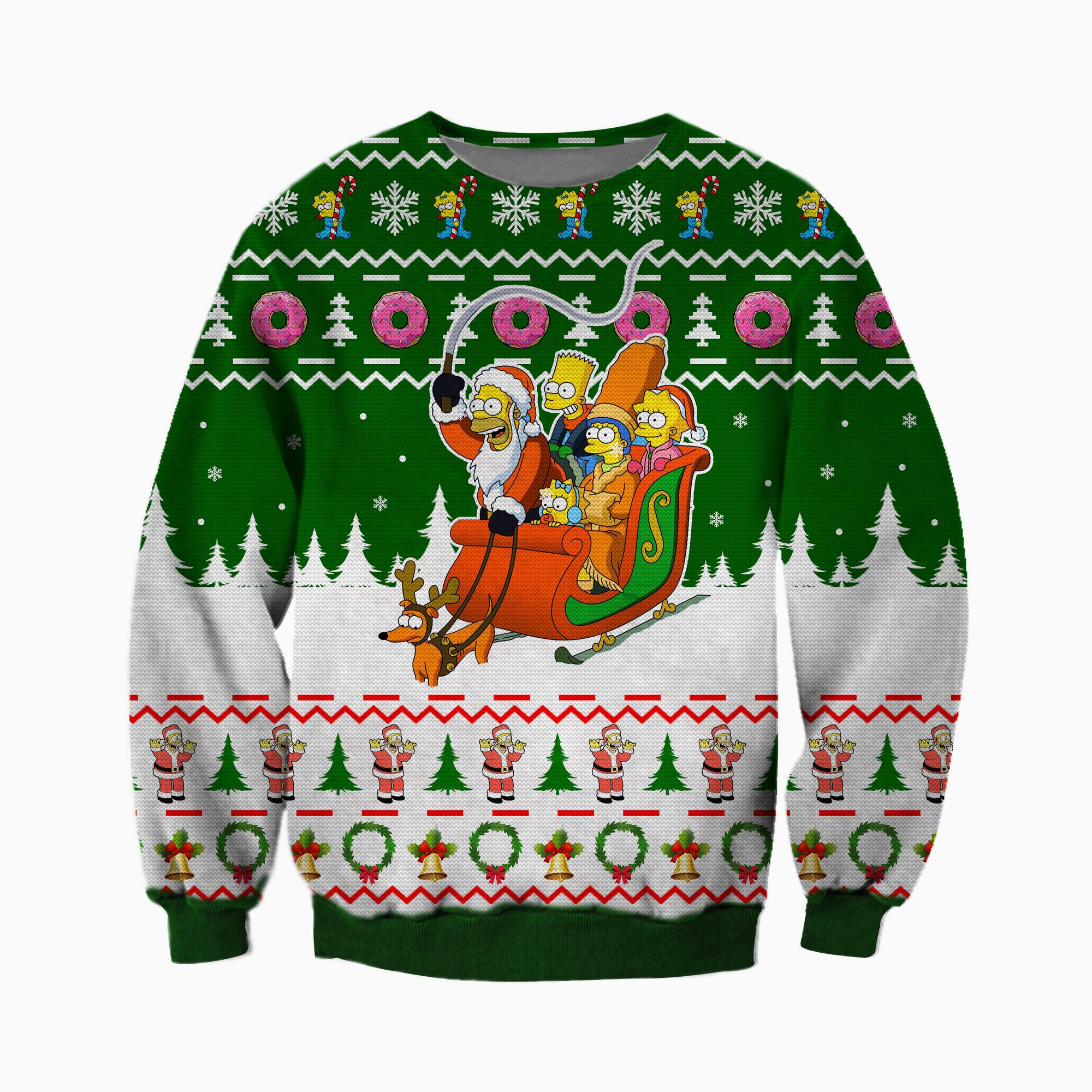 The Simpsons 3D Print Ugly Christmas Sweater Hoodie All Over Printed Cint10659