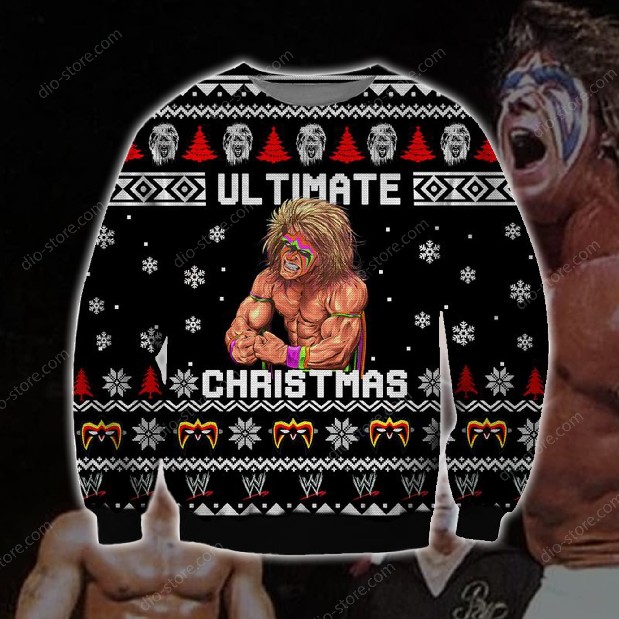The Ultimate Warrior Knitting Pattern 3D Print Ugly Christmas Sweater Hoodie All Over Printed Cint10588 The Ultimate Warrior Knitting Pattern 3D Print Ugly Christmas Sweater Hoodie All Over Printed Cint10588