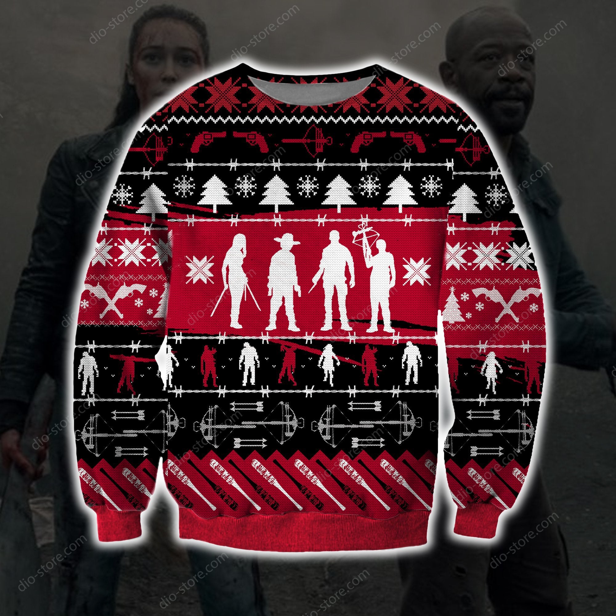 The Walking Dead Knitting Pattern 3D Print Ugly Christmas Sweater Hoodie All Over Printed Cint10578