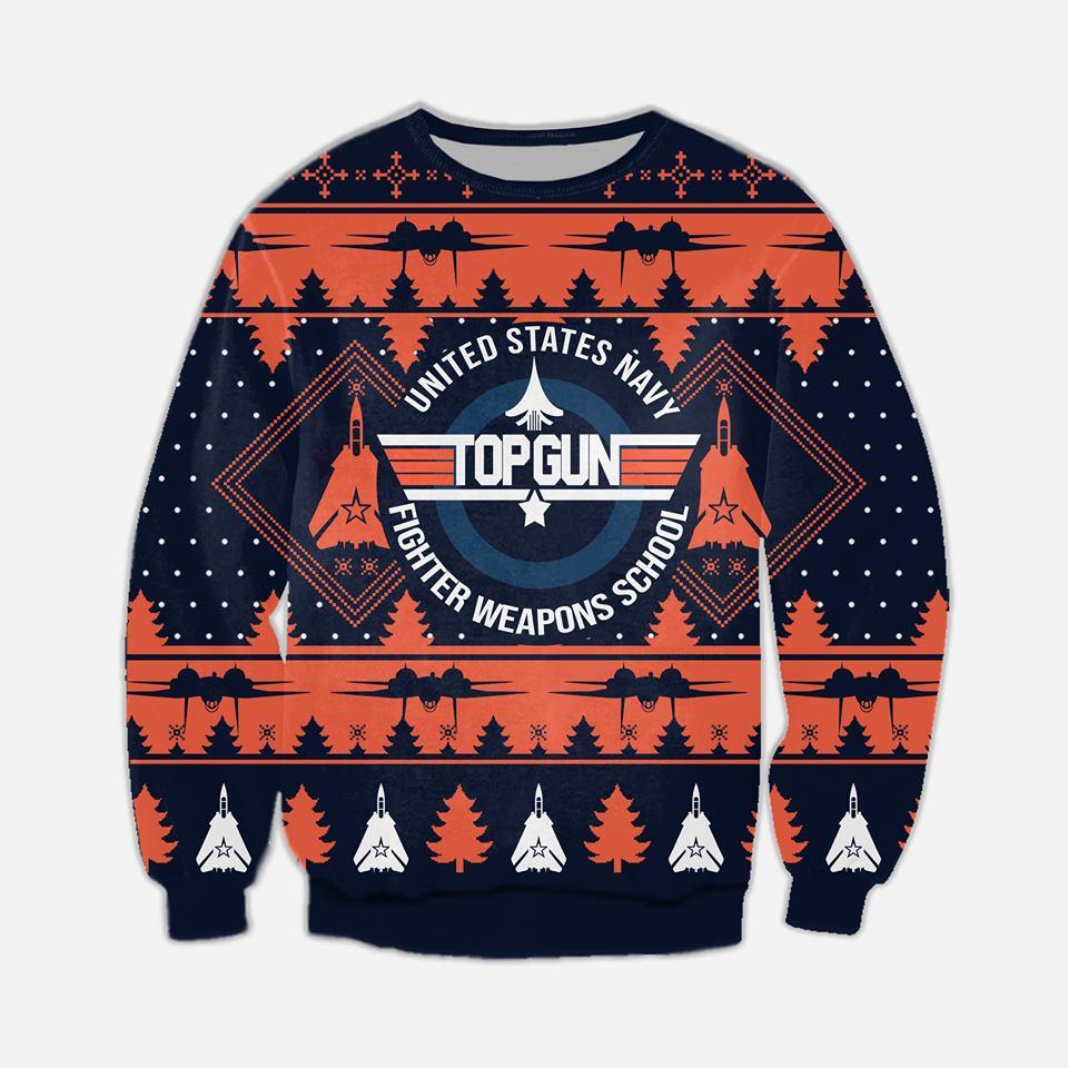 Top Gun Knitting Pattern 3D Print Ugly Christmas Sweater Hoodie All Over Printed Cint10473