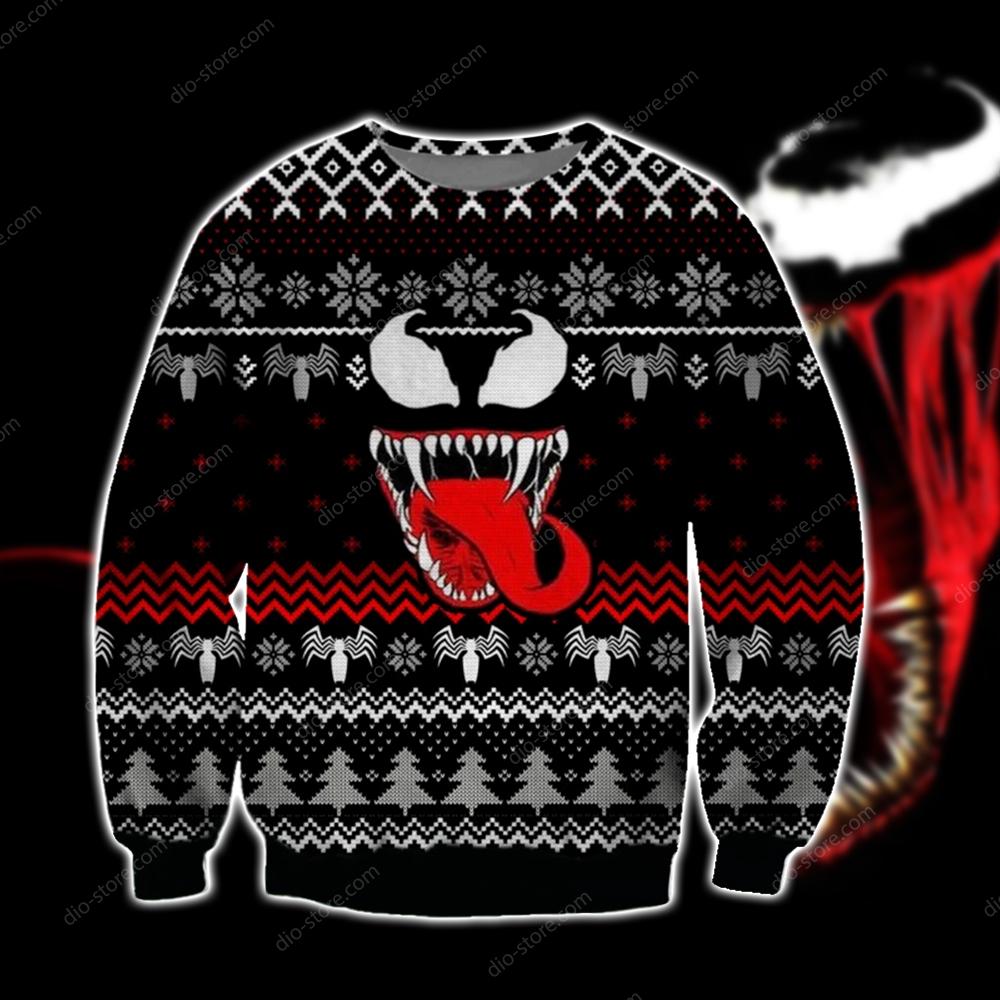 Venom Knitting Pattern 3D Print Ugly Christmas Sweater Hoodie All Over Printed Cint10616 Venom Knitting Pattern 3D Print Ugly Christmas Sweater Hoodie All Over Printed Cint10616