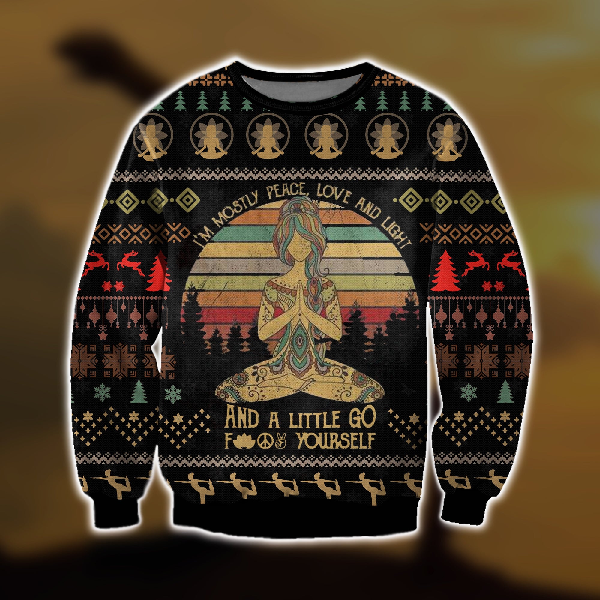 Yoga 3D Knitting Pattern Ugly Christmas Sweater Hoodie All Over Printed Cint10220