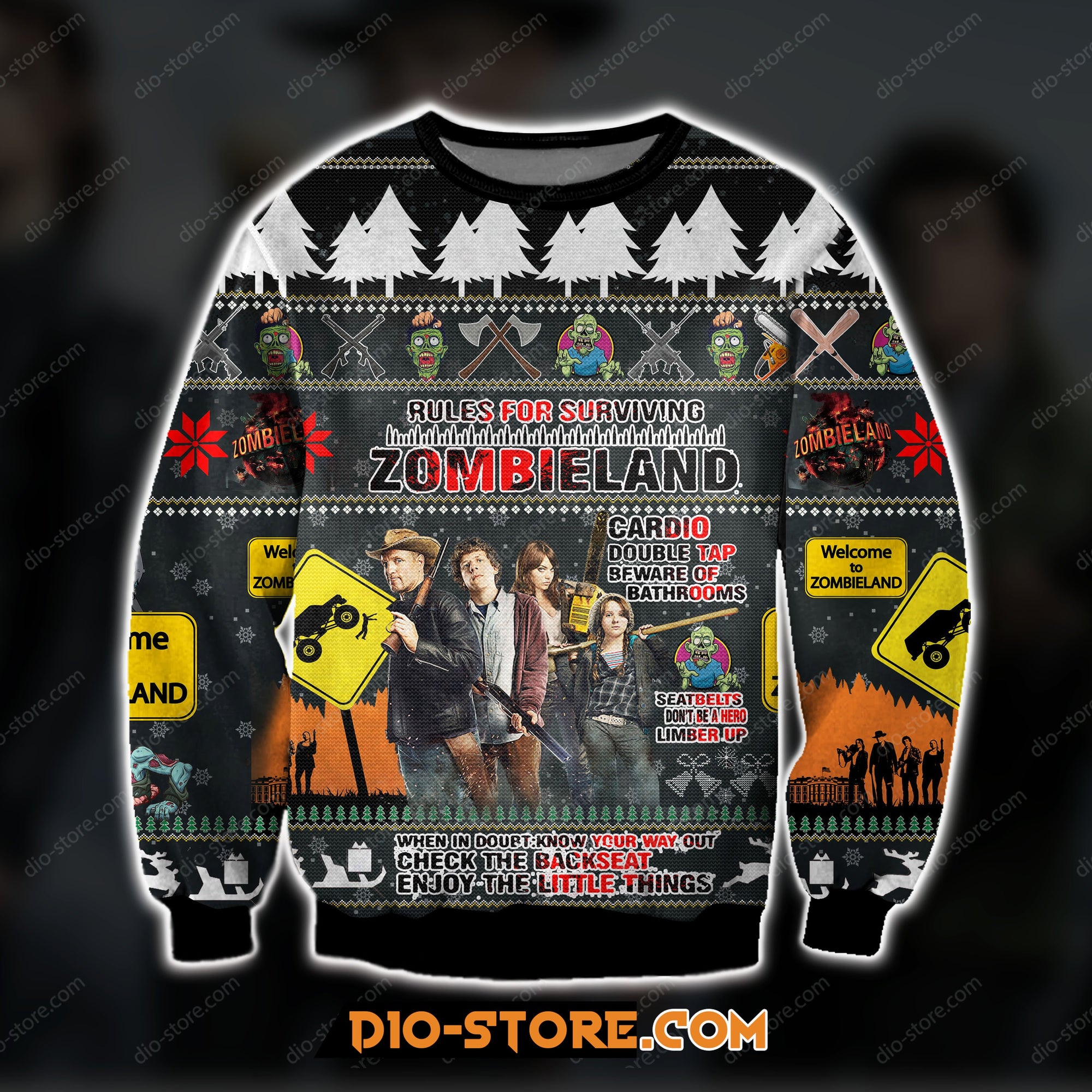 Zombieland 3D Print Knitting Pattern Ugly Christmas Sweatshirt Hoodie All Over Printed Cint10225