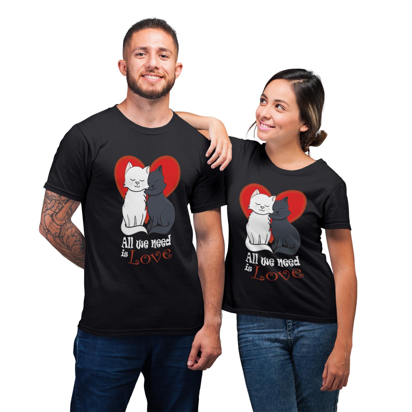 All We Need Is Love Cat With Heart Shirt For Couples Lover Matching T-shirt All We Need Is Love Cat With Heart Shirt For Couples Lover Matching T-shirt