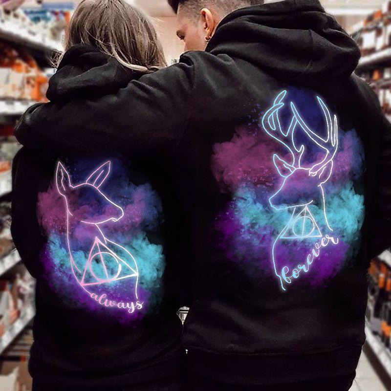 Always Forever Starry Elk Couples Hoodie Always Forever Starry Elk Couples Hoodie