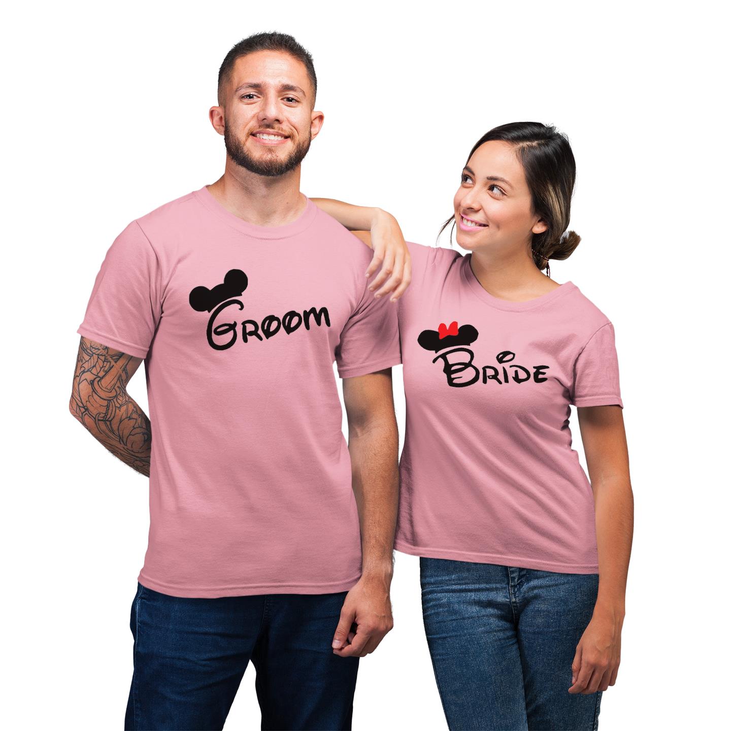 Bride & Groom Couple Matching For Pre-Wedding His And Hers Gift T-Shirt