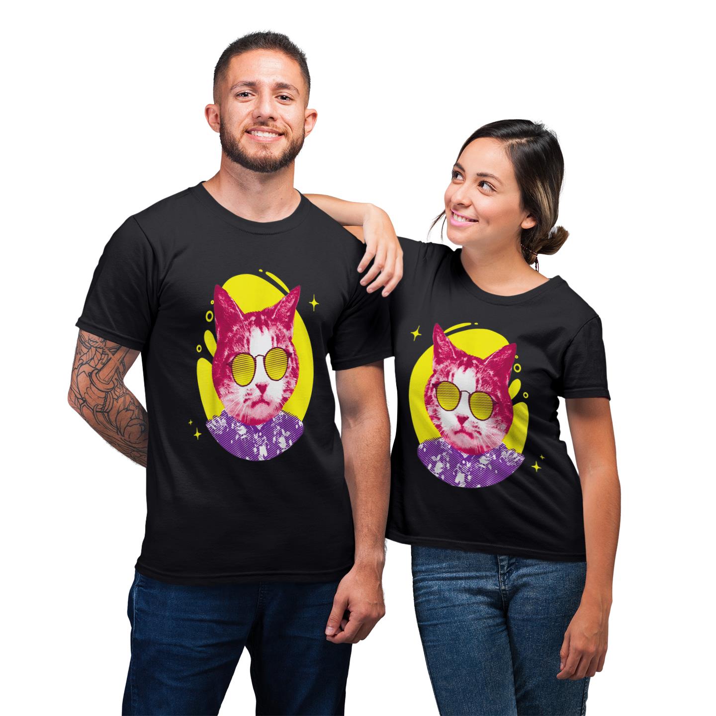 Cat Lover Him And Her Shirt For Couples Lover Matching T-shirt