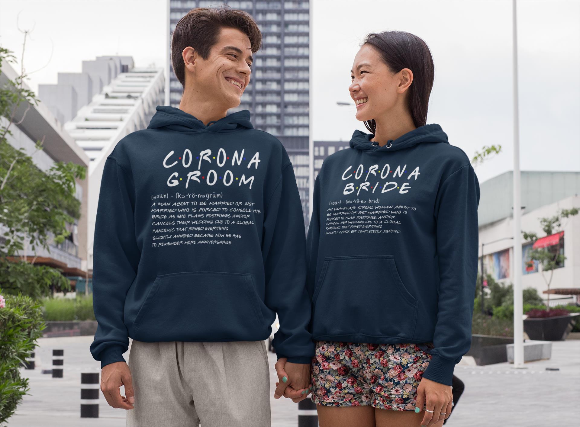 Corona Bride and Groom Couple Matching For Mr and Mrs Honeymoon Wedding Gift Hoodies