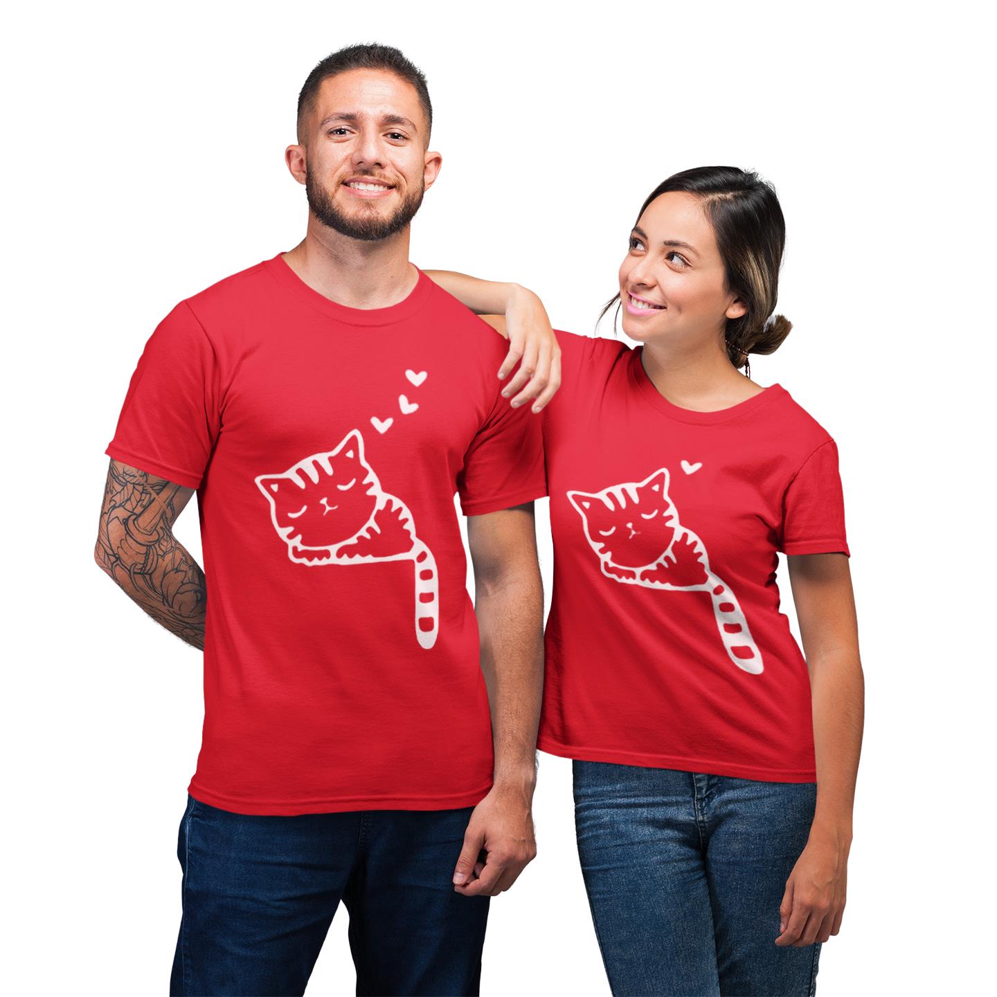 Couple Matching Cute Cat T-Shirt Couple Matching Cute Cat T-Shirt