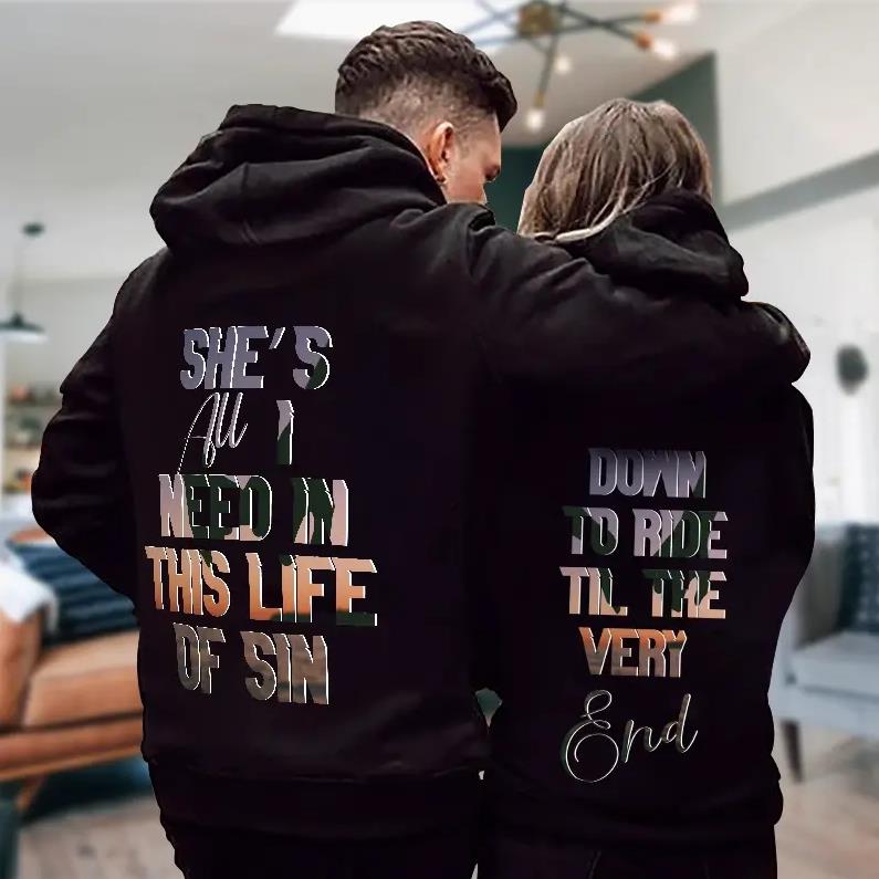 Down To Ride Til The Very End Hoodie Gifts For Couple Lover Matching Down To Ride Til The Very End Hoodie Gifts For Couple Lover Matching
