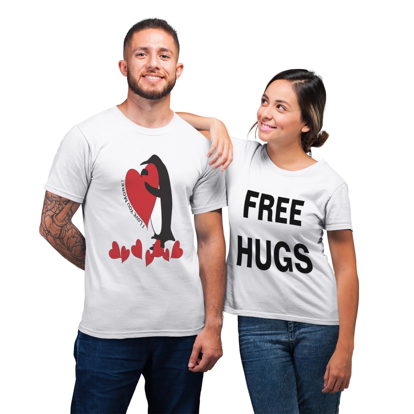 Free Hug Penguin I Love You More Shirt For Couple Lover Matching T-shirt Free Hug Penguin I Love You More Shirt For Couple Lover Matching T-shirt