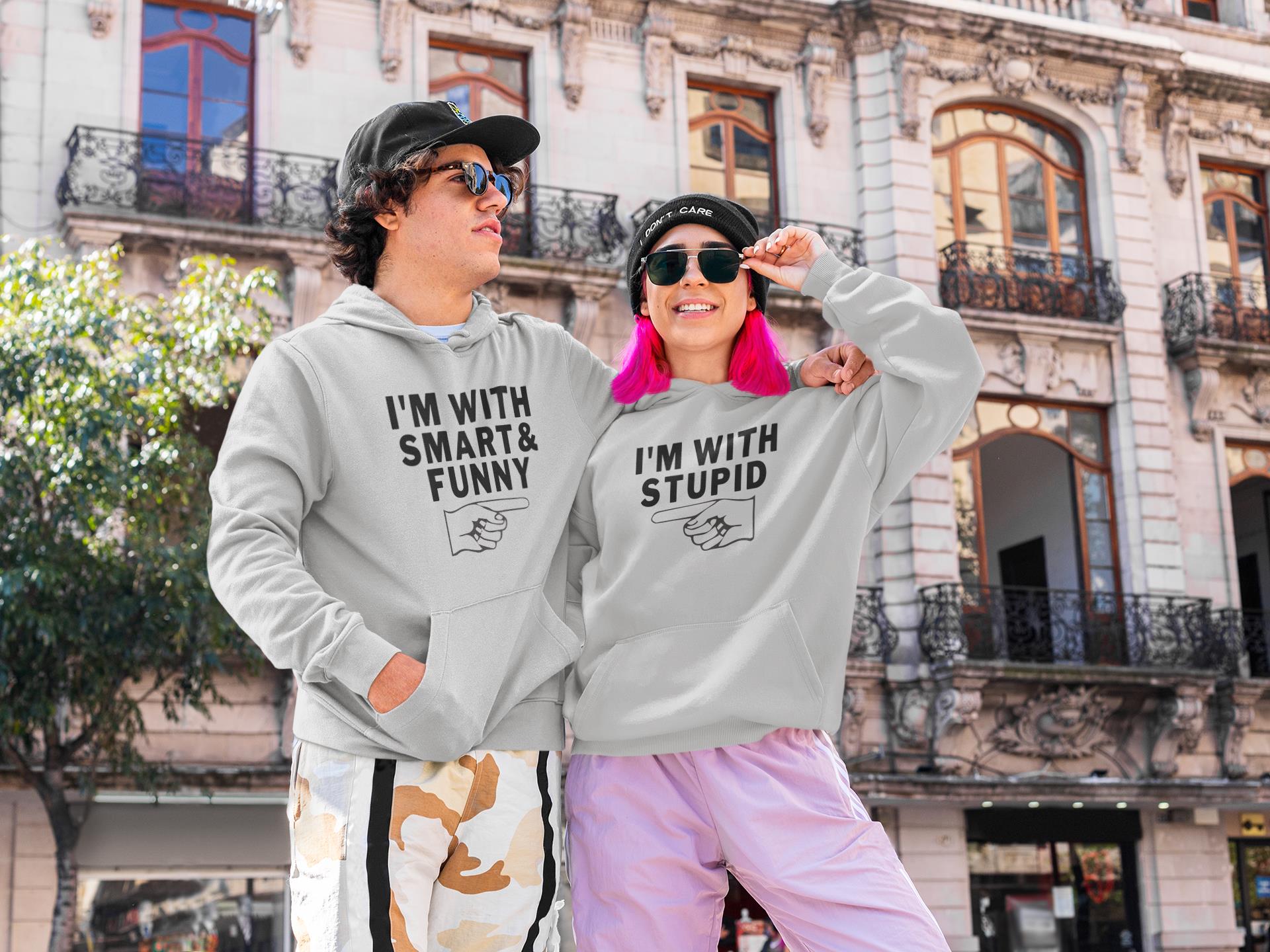 Funny Shirt For Couple I?m With Smart And Funny Stupid Couples Hoodie For Matching Lover Funny Shirt For Couple I?m With Smart And Funny Stupid Couples Hoodie For Matching Lover