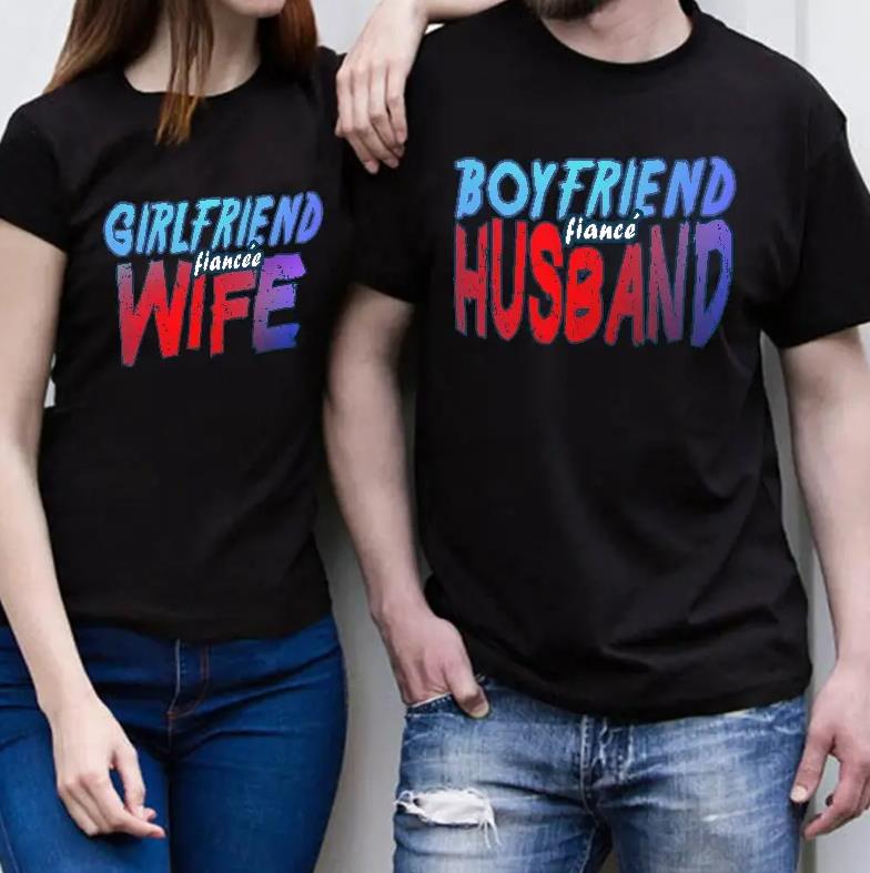 Girlfriend Wife / Boyfriend Husband Couples T-Shirts For Lovers